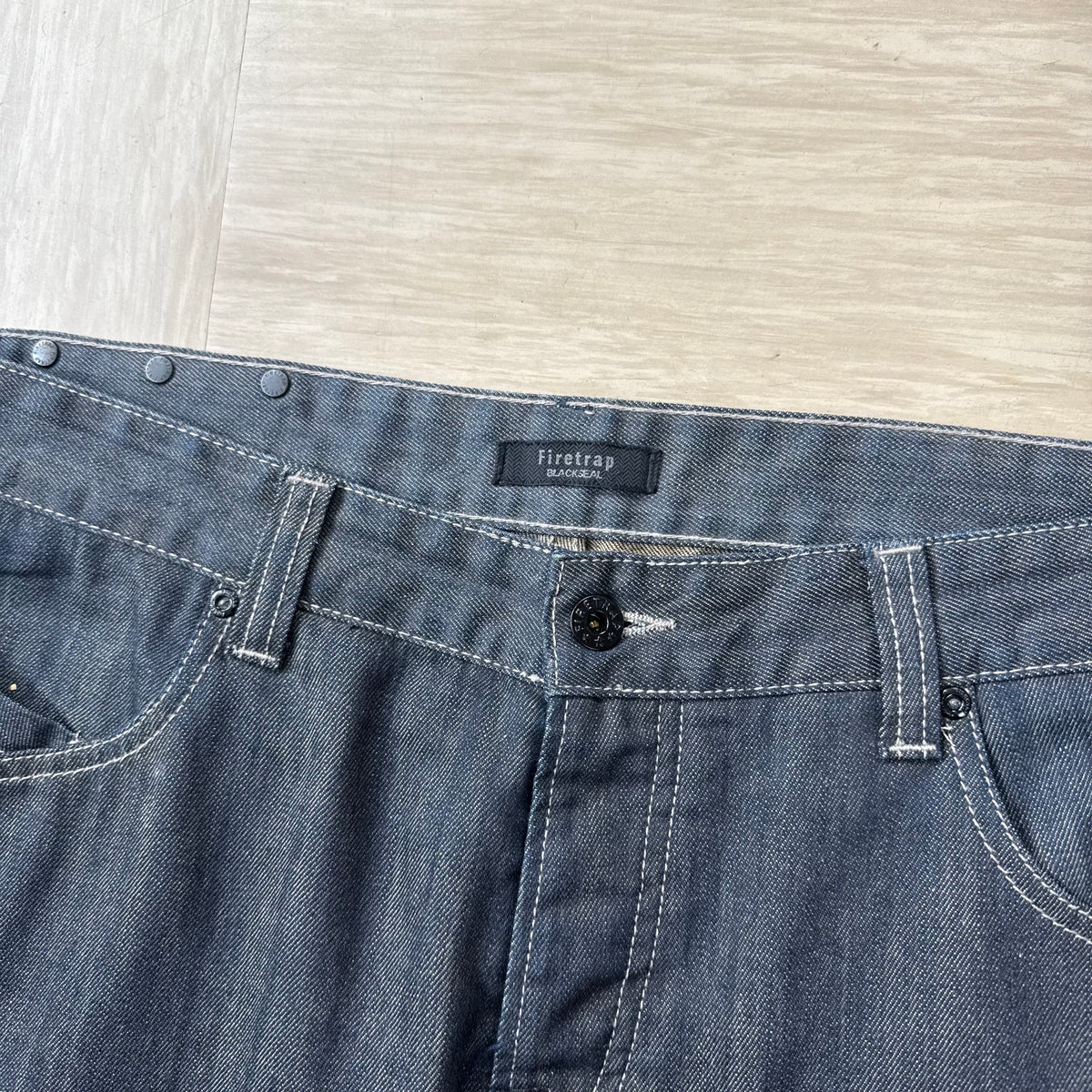 Firetrap black seal 2000's pure indigo relaxed denim bootcut jeans (S)