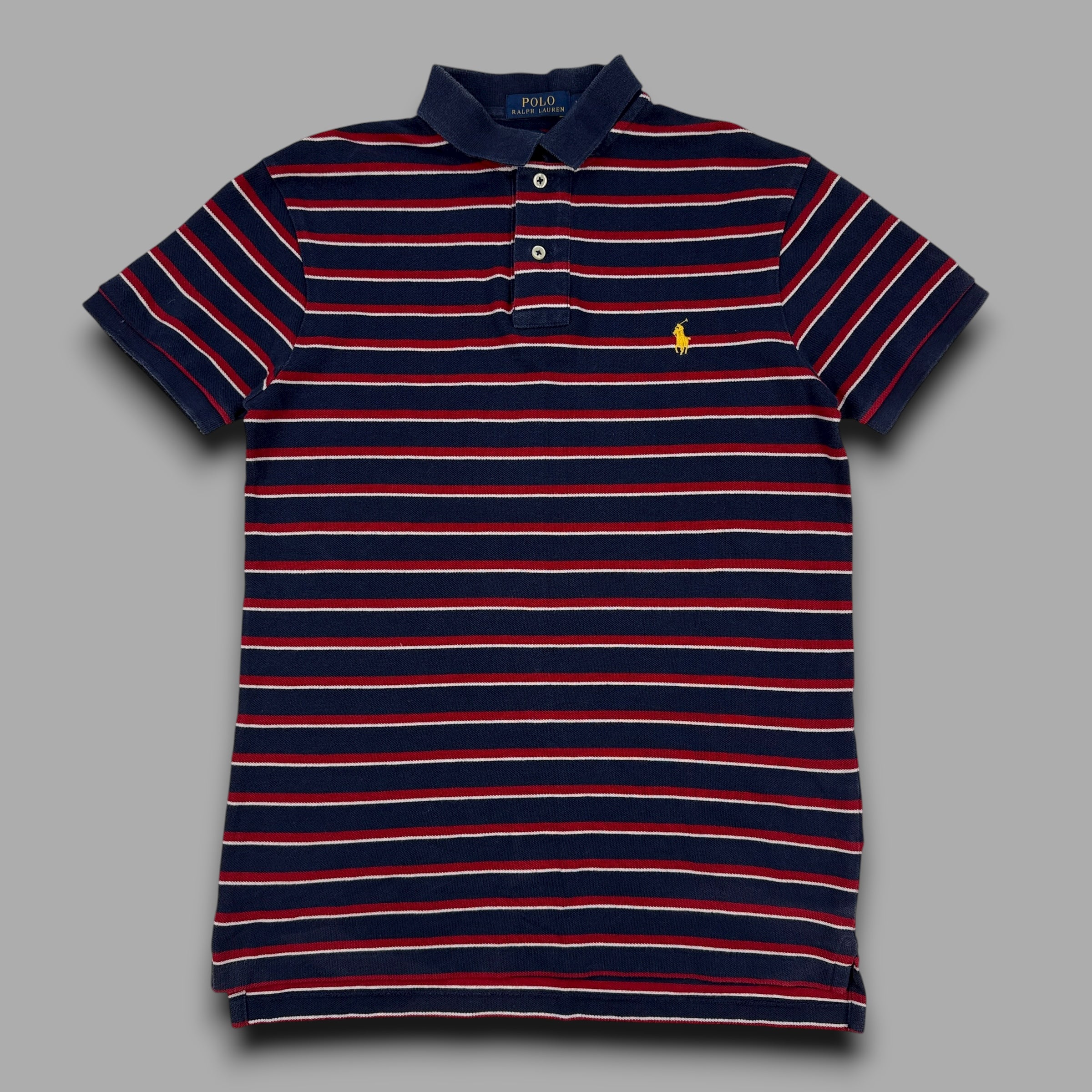 Ralph Lauren 2000's embroidered striped polo shirt (M)