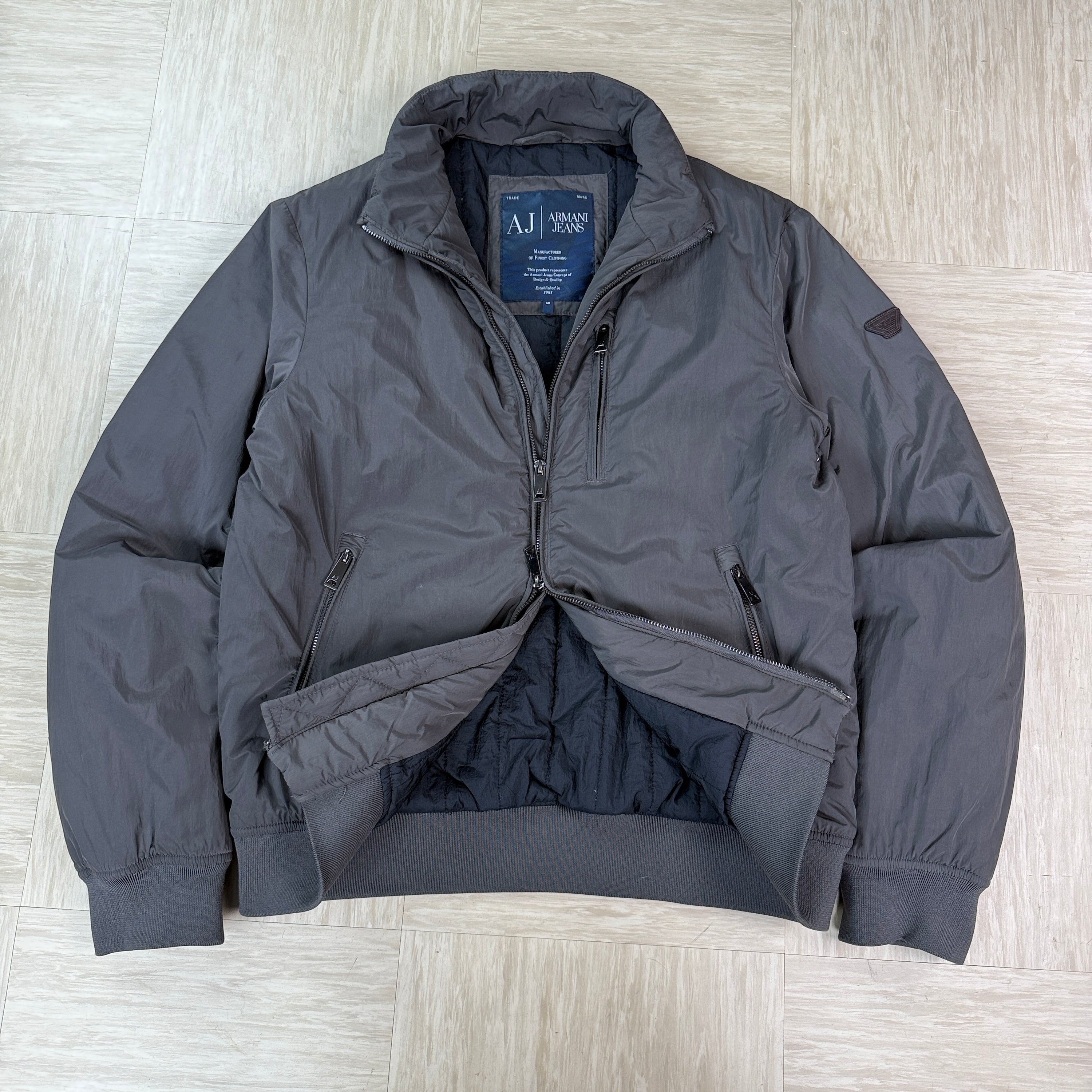 Armani 2000's technical multi-pocket high collar nylon bomber jacket (M)