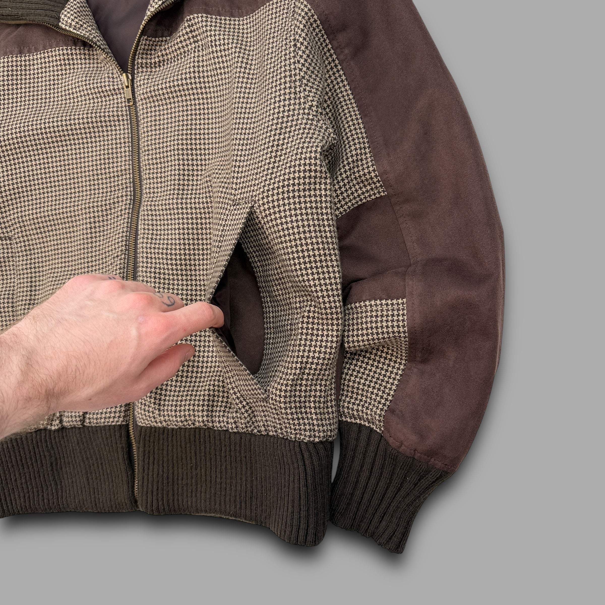 Puma 2000's plaid funnel neck zip up track jacket (S)