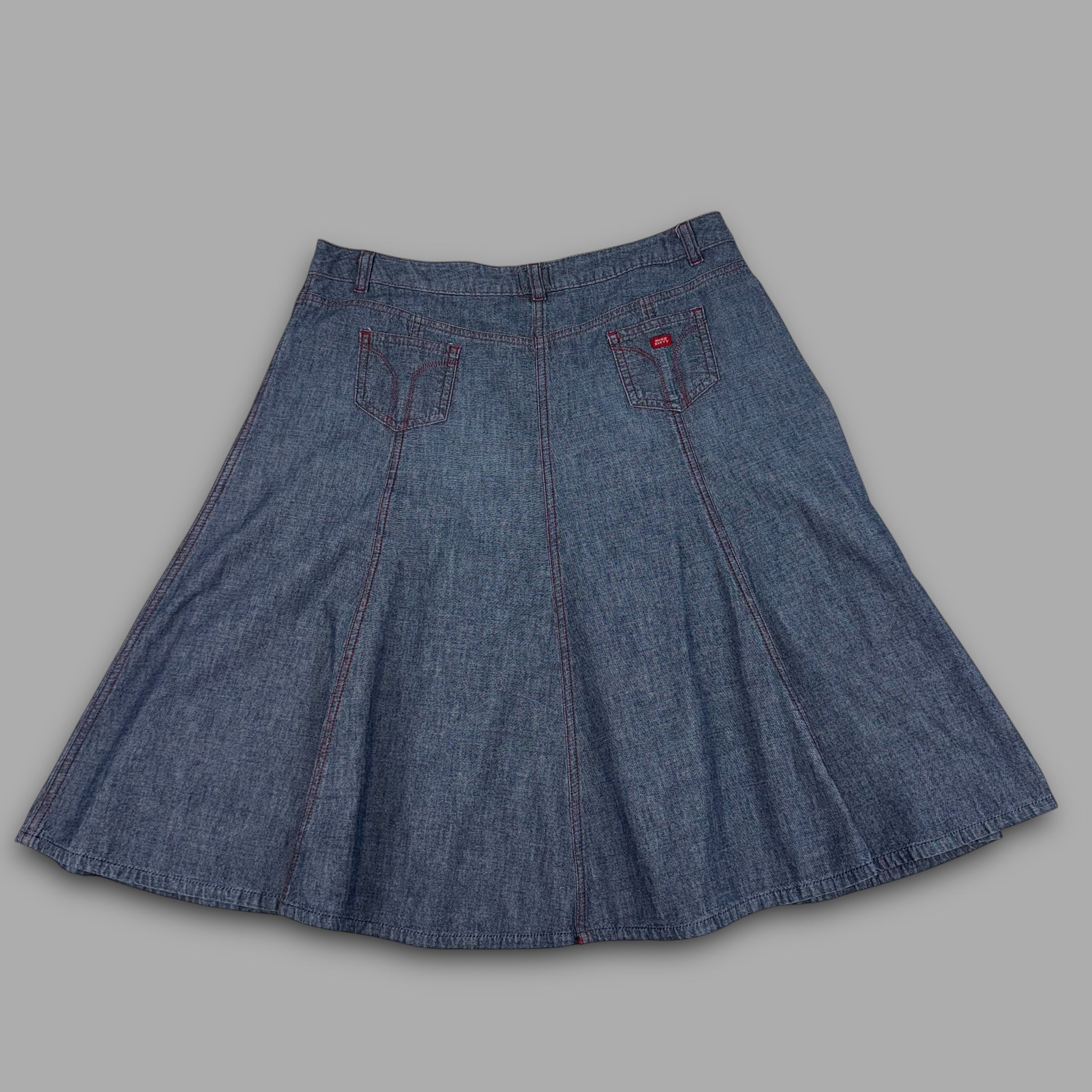 Miss sixty 2000's contrast stitch pleated denim skirt (L) wms