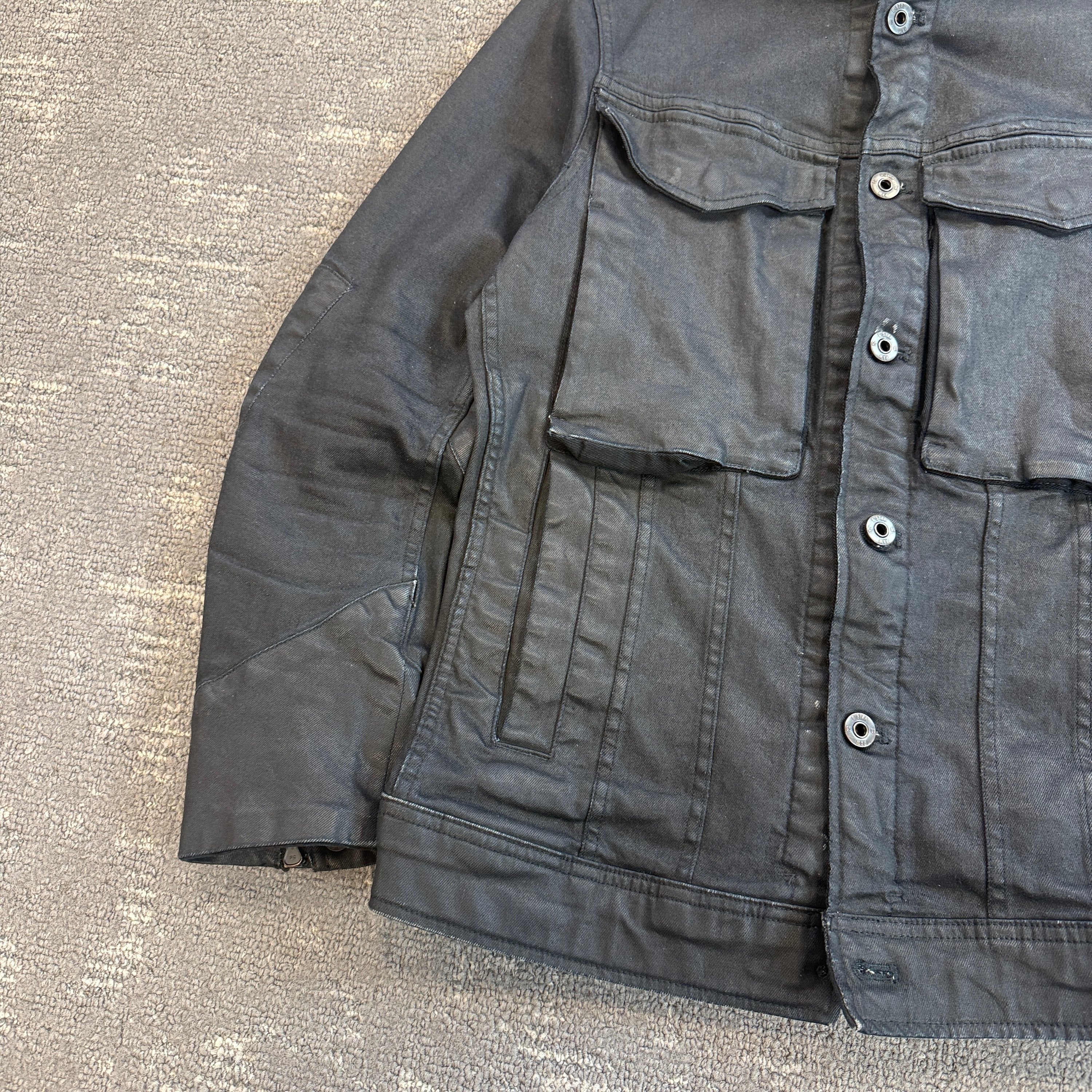 Gstar RAW multi-pocket zip up military wax jacket (S)