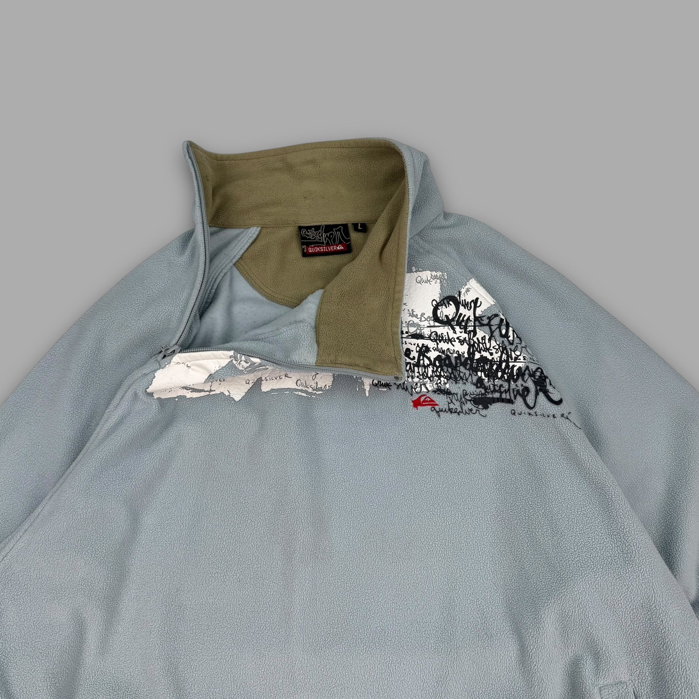 Quiksilver 2000's technical asymmetrical zip graphic spellout fleece (L)