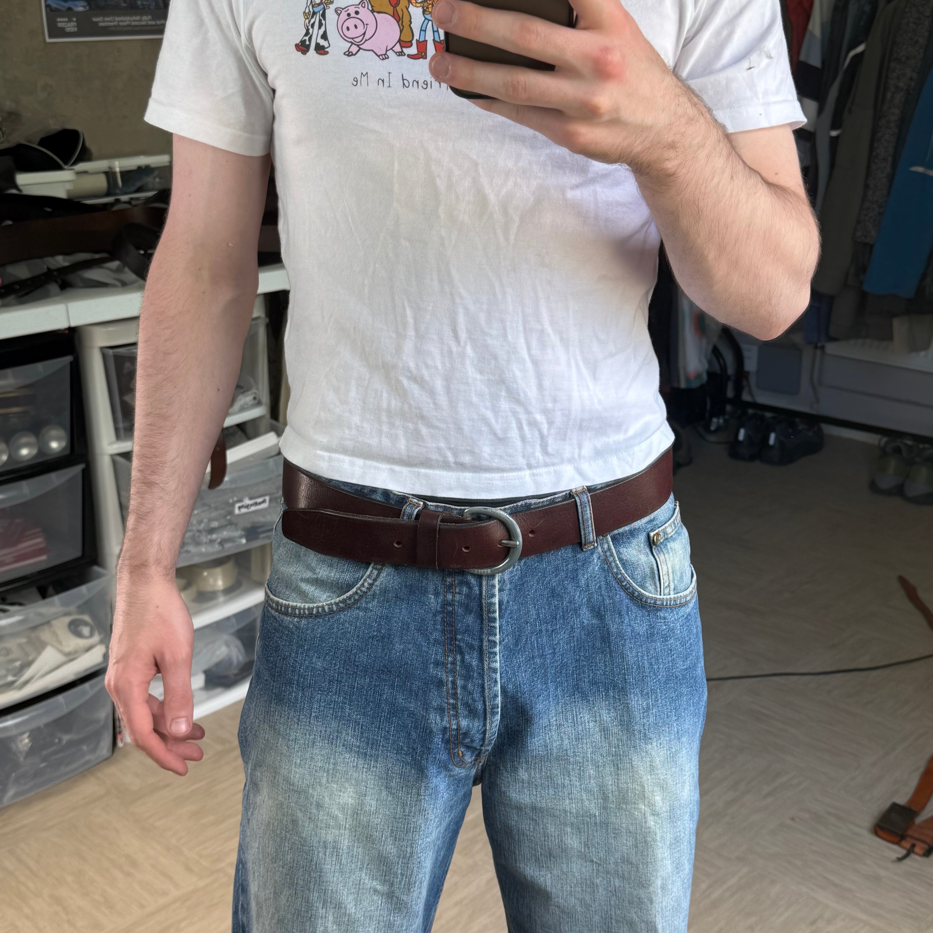 Replay 2000's dark brown leather belt (OS)