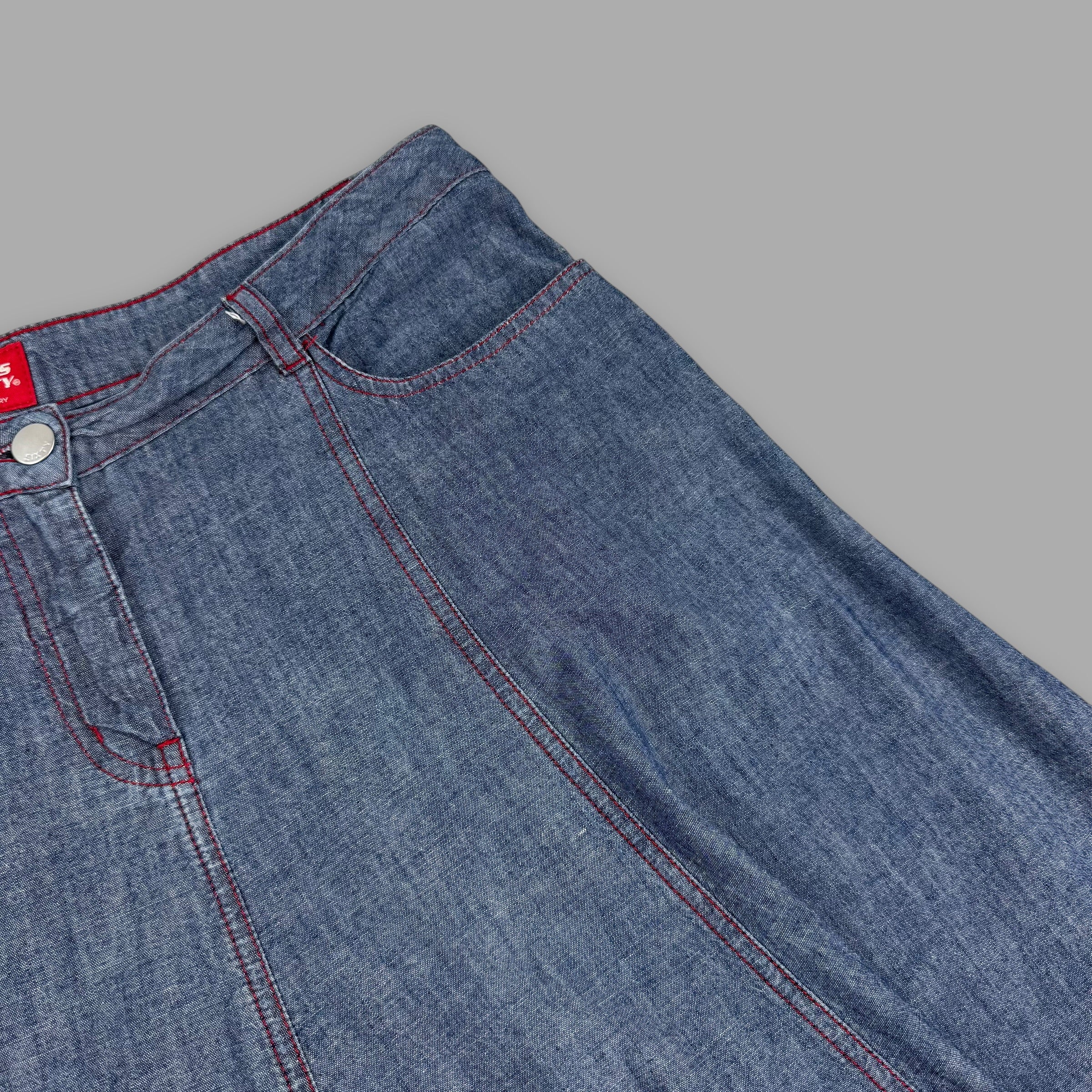 Miss sixty 2000's contrast stitch pleated denim skirt (L) wms