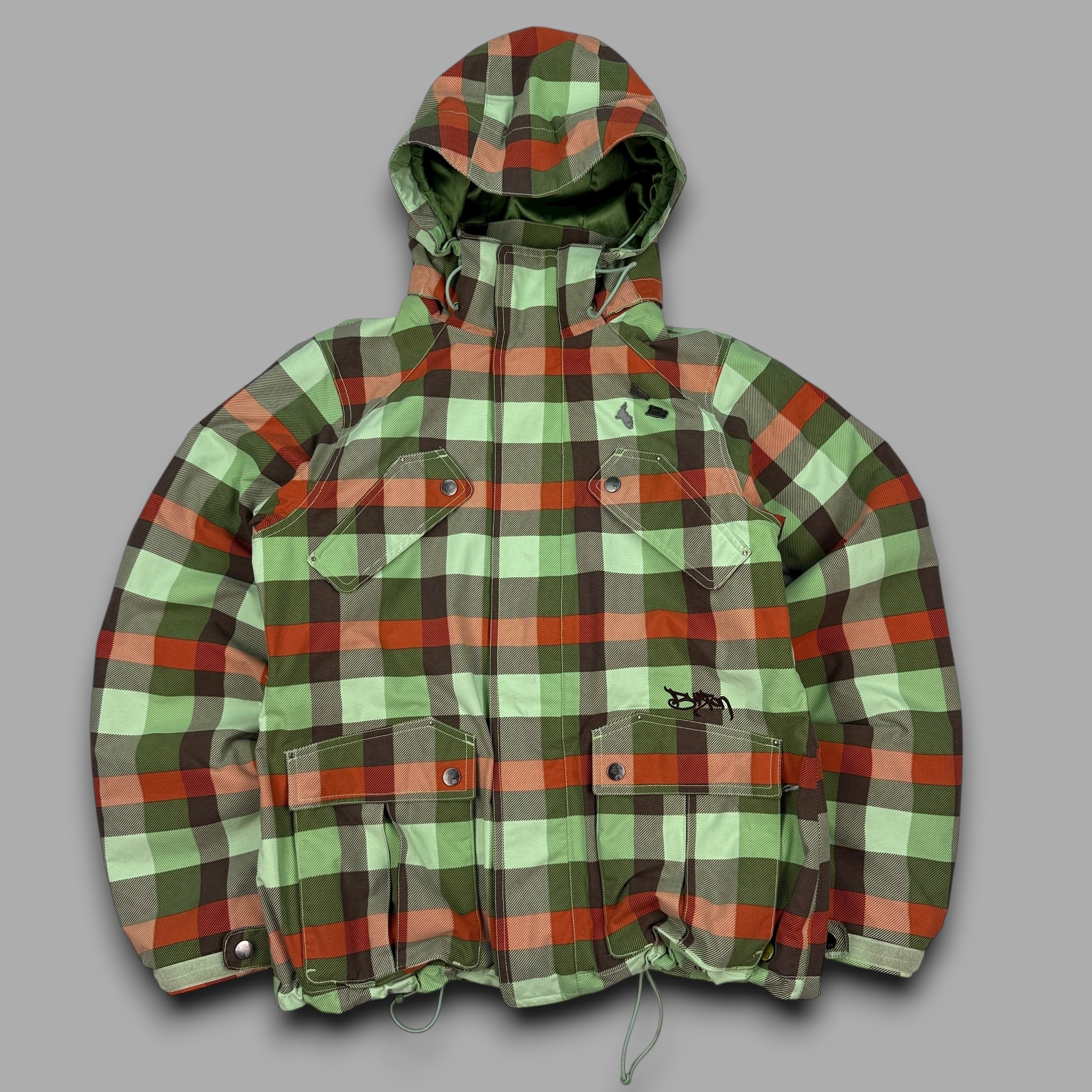 Burton 2000's technical plaid multi-pocket softshell ski jacket (M)