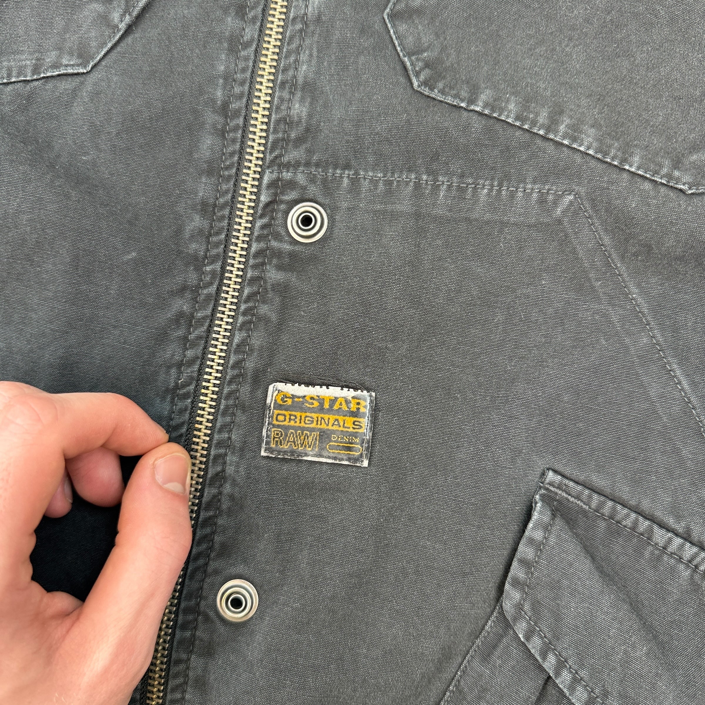 Gstar RAW 2000's technical multi-pocket hooded military jacket (L)