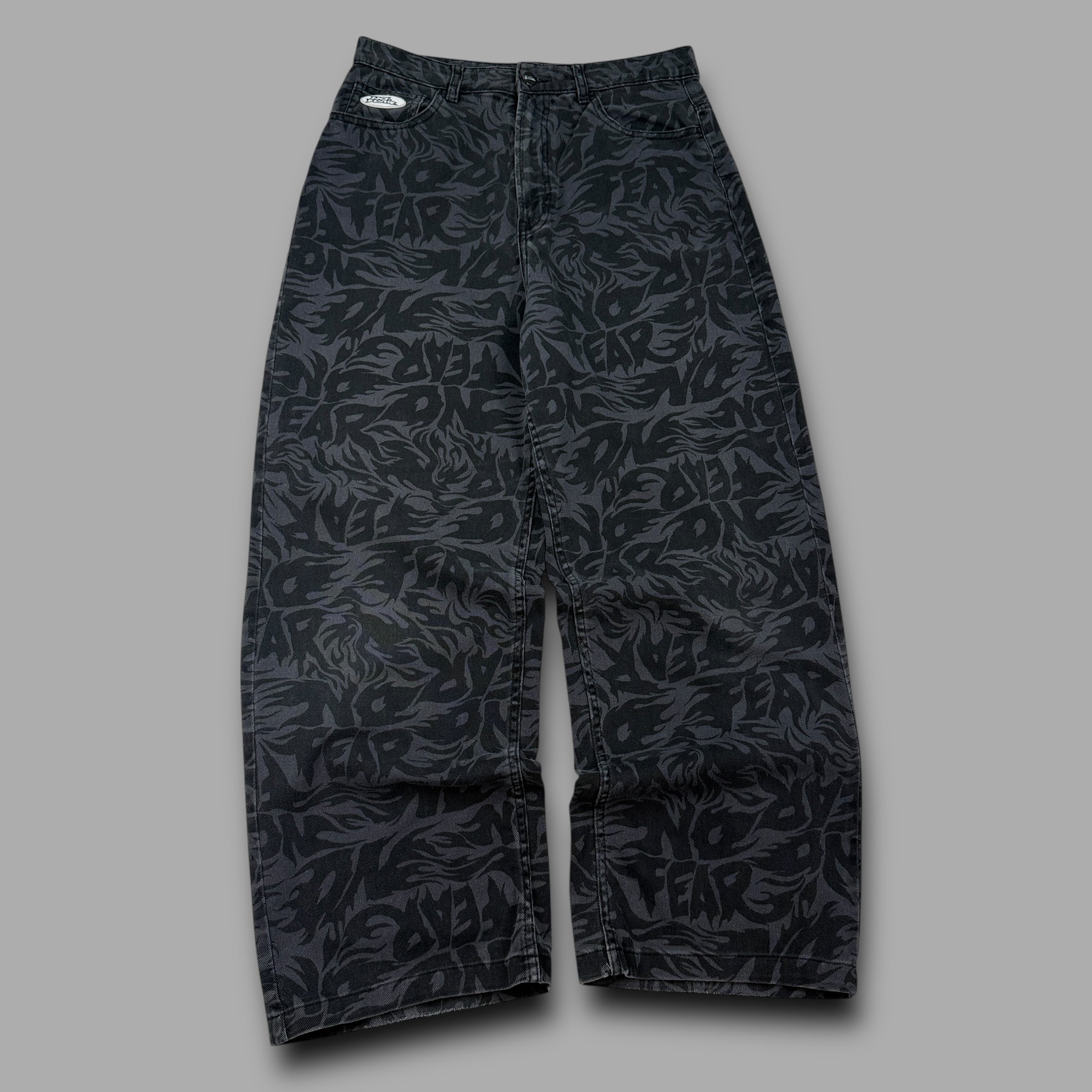 No fear 2000's baggy wide leg monogram trousers (S)
