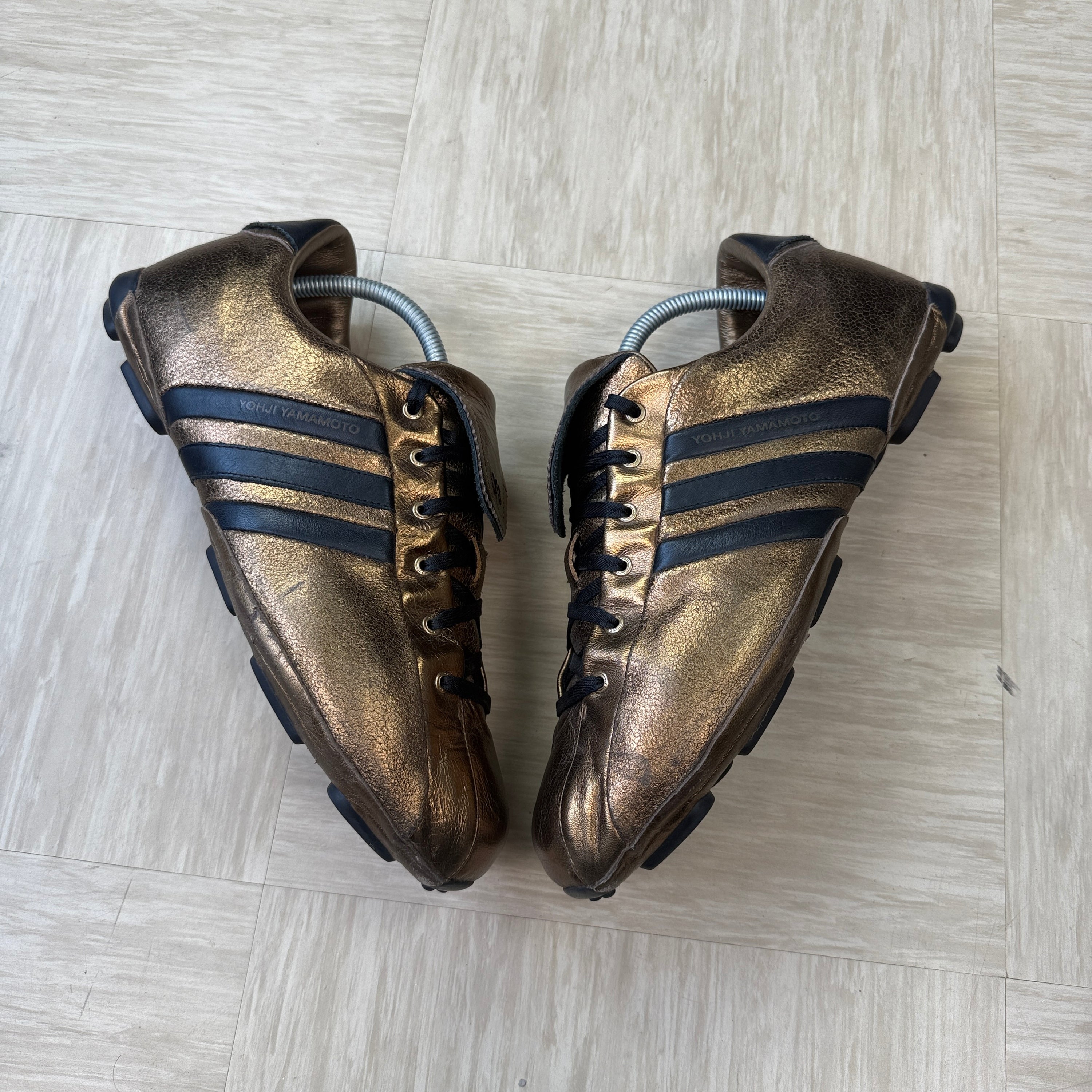 Adidas x Yohji Yamamoto 2007 metallic gold field trainers (UK10)