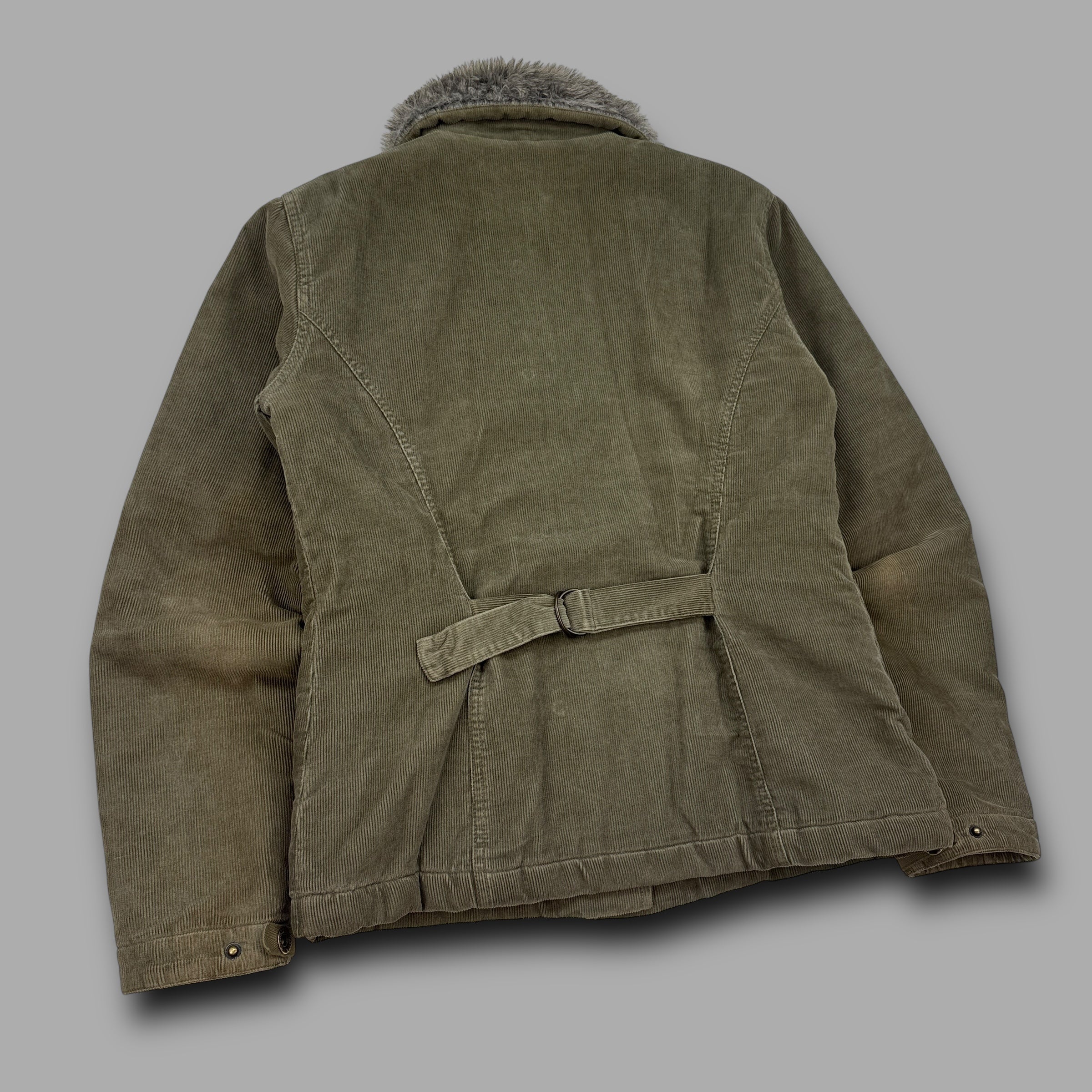 Billabong 2000's corduroy multi-pocket fur collar zip-up jacket (S)