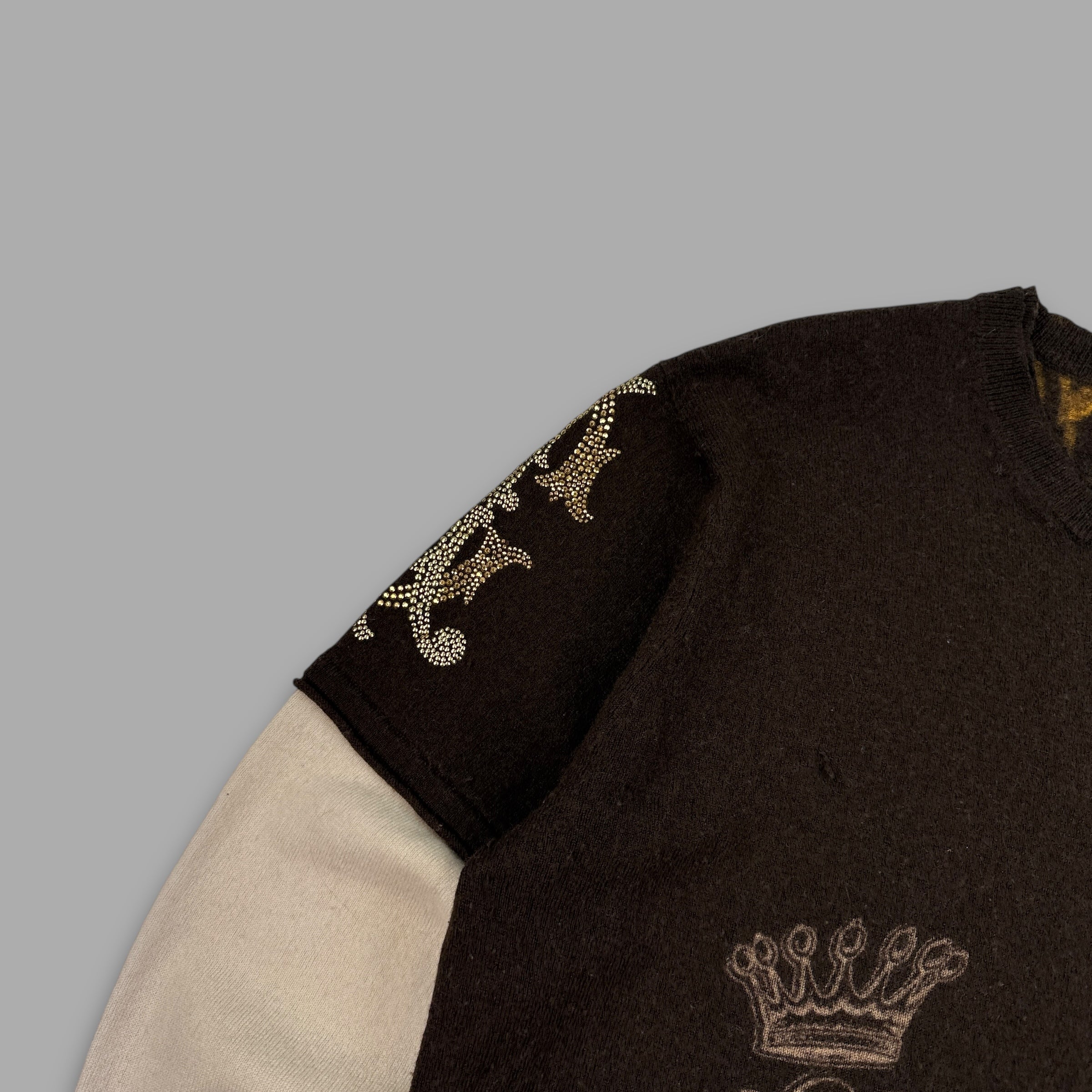 Christian audigier 2000's graphic rhinestone pullover wool knit sweatshirt (XL) wms