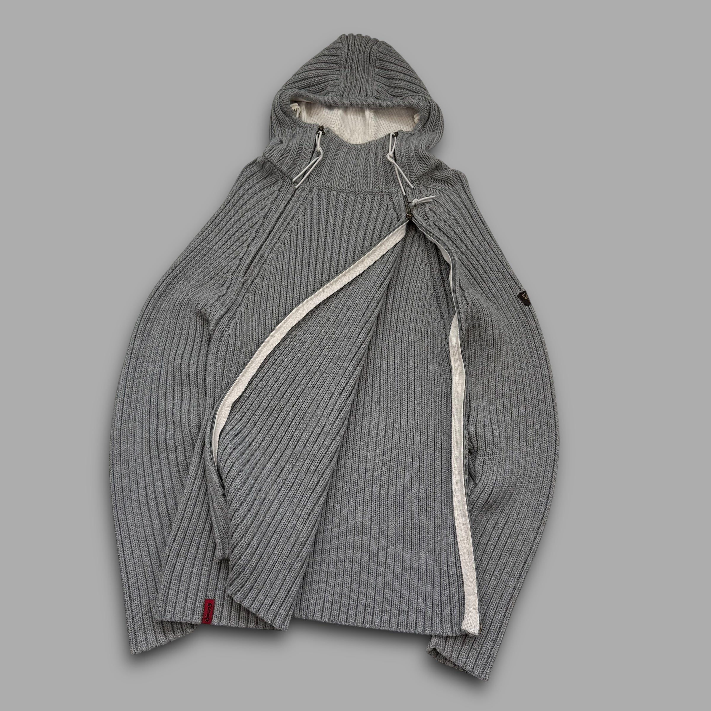 Schott NYC 2000's balaclava knit asymmetrical zip pullover jacket (L)