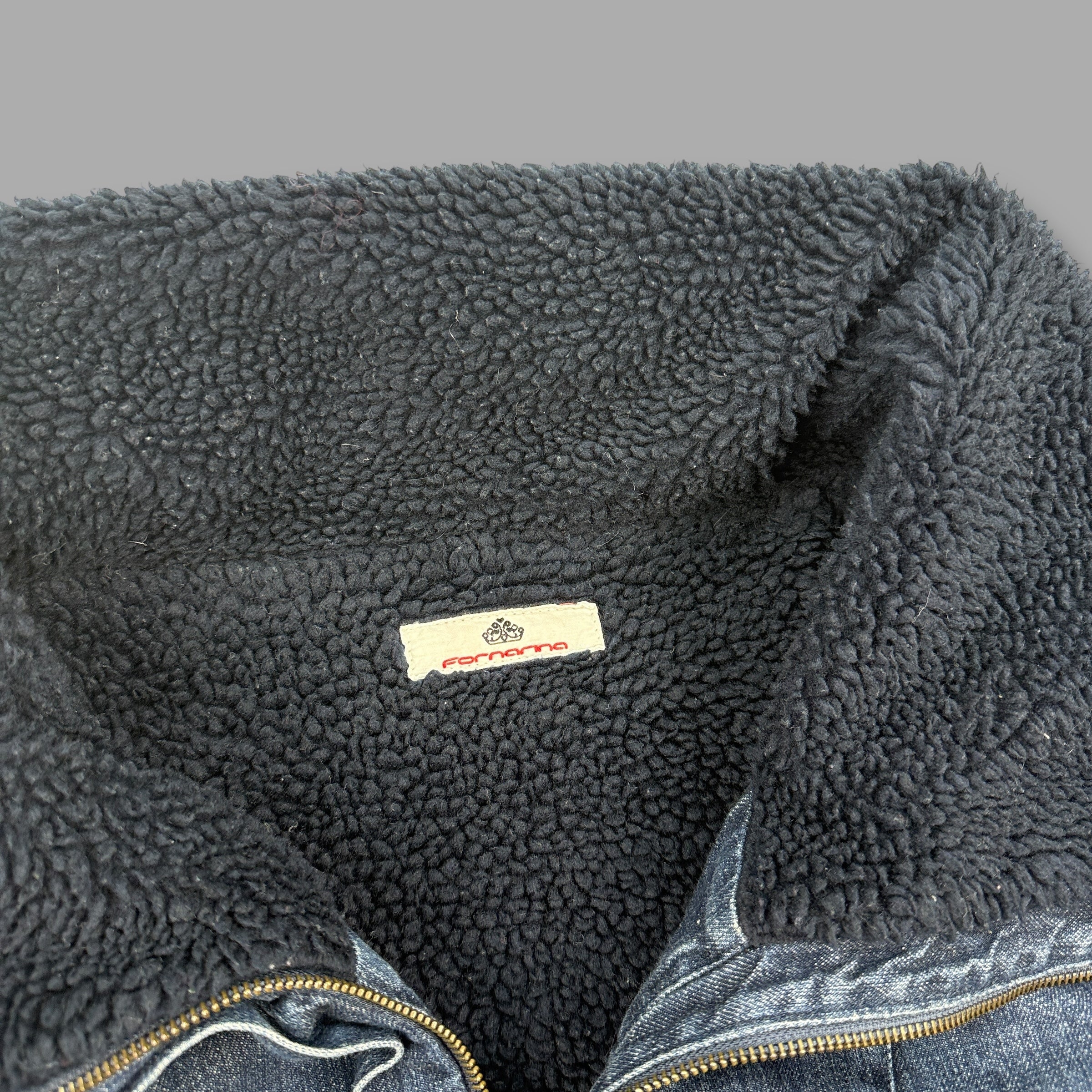Fornarina 1990's sherpa lined denim bomber jacket (S)