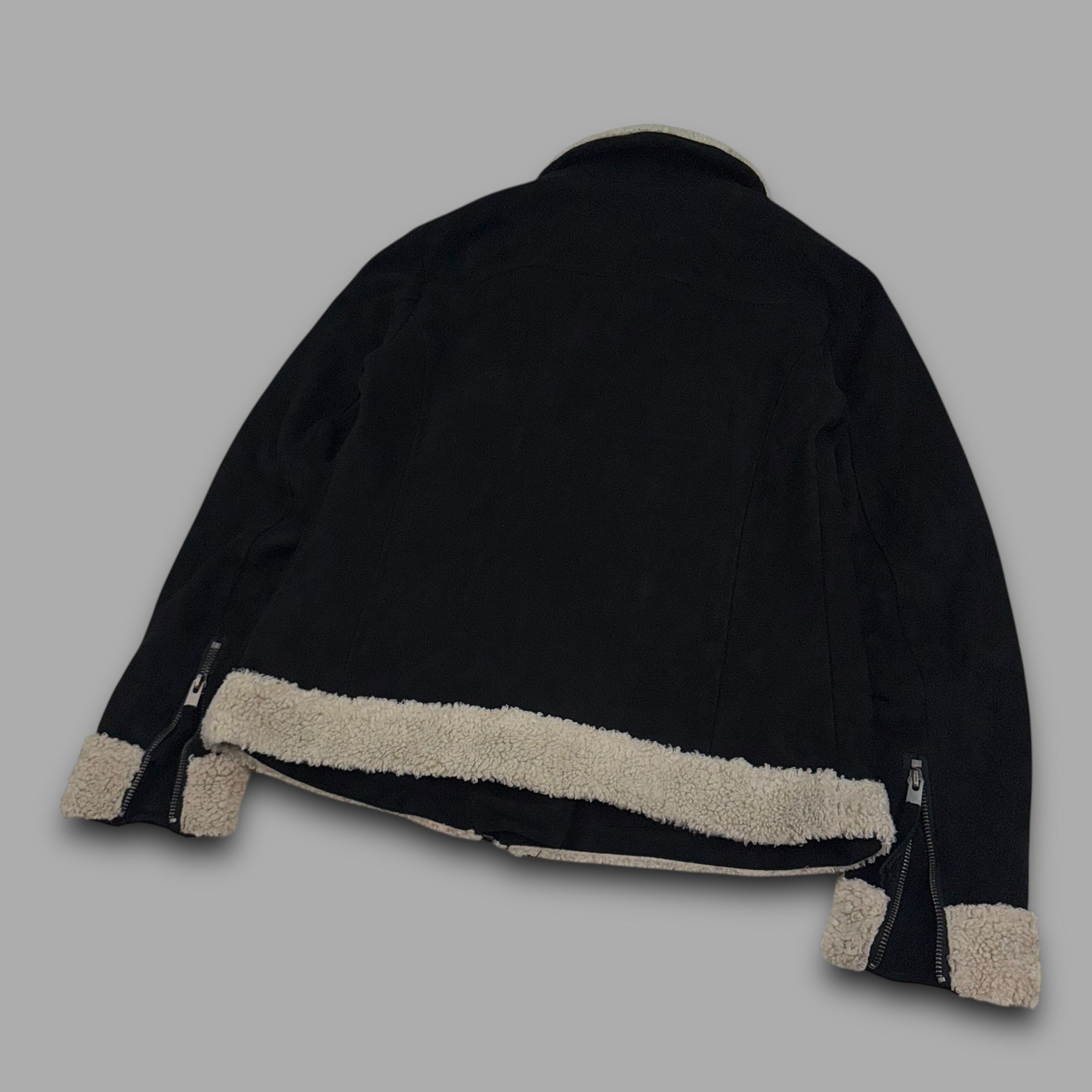 Roxy 2000's asymmetrical zip up faux suede sherpa collar moto jacket (S) wms