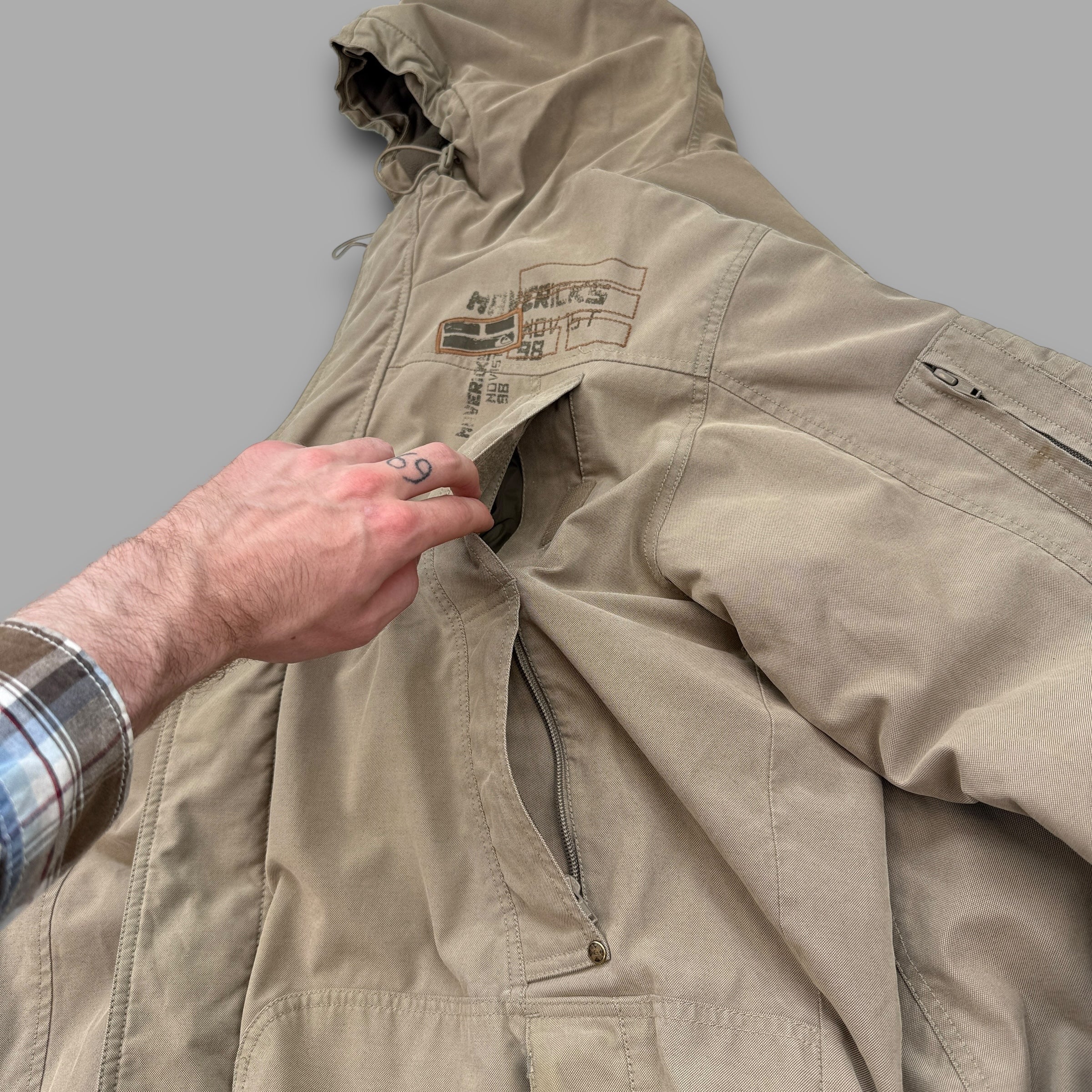 Quiksilver 2000's technical multi-pocket parka jacket (XL)