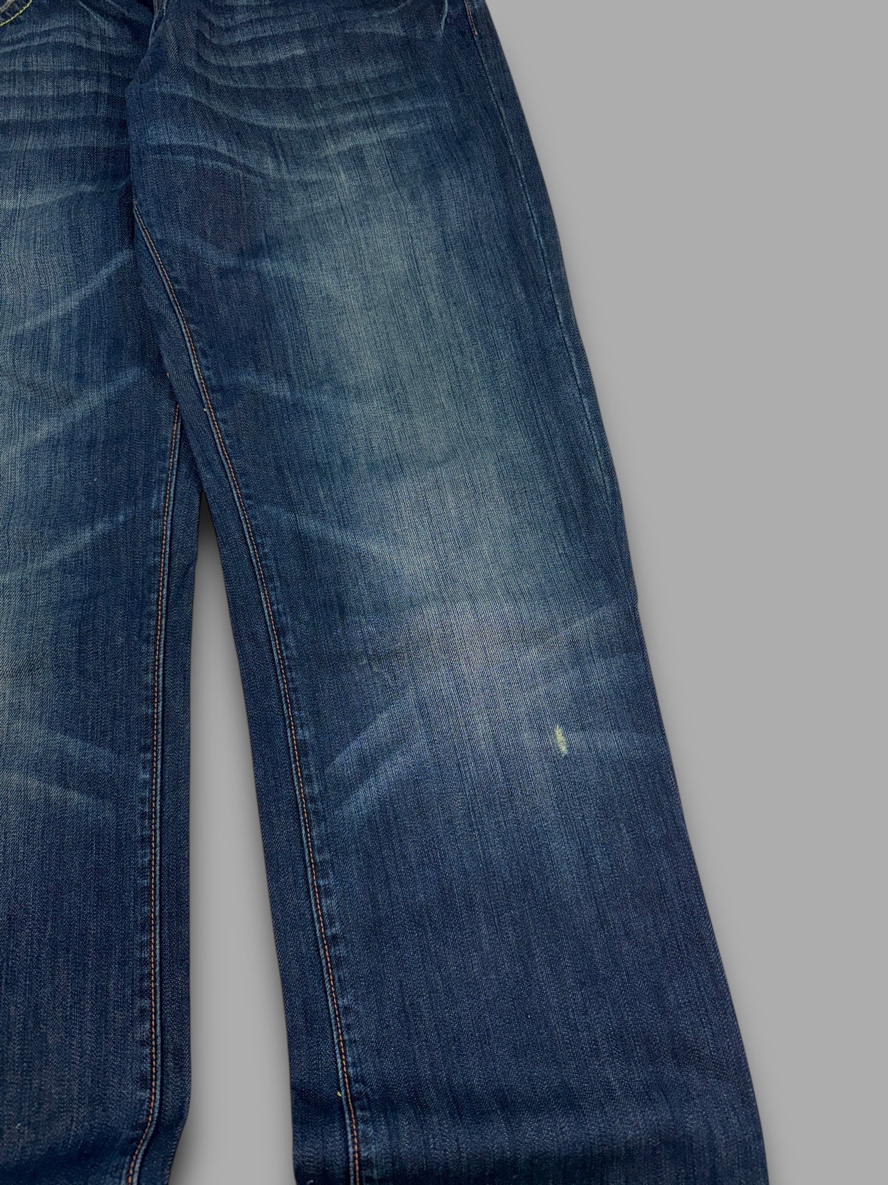 Christian Audegier 2000's graphic embroidered denim straight leg jeans (L)