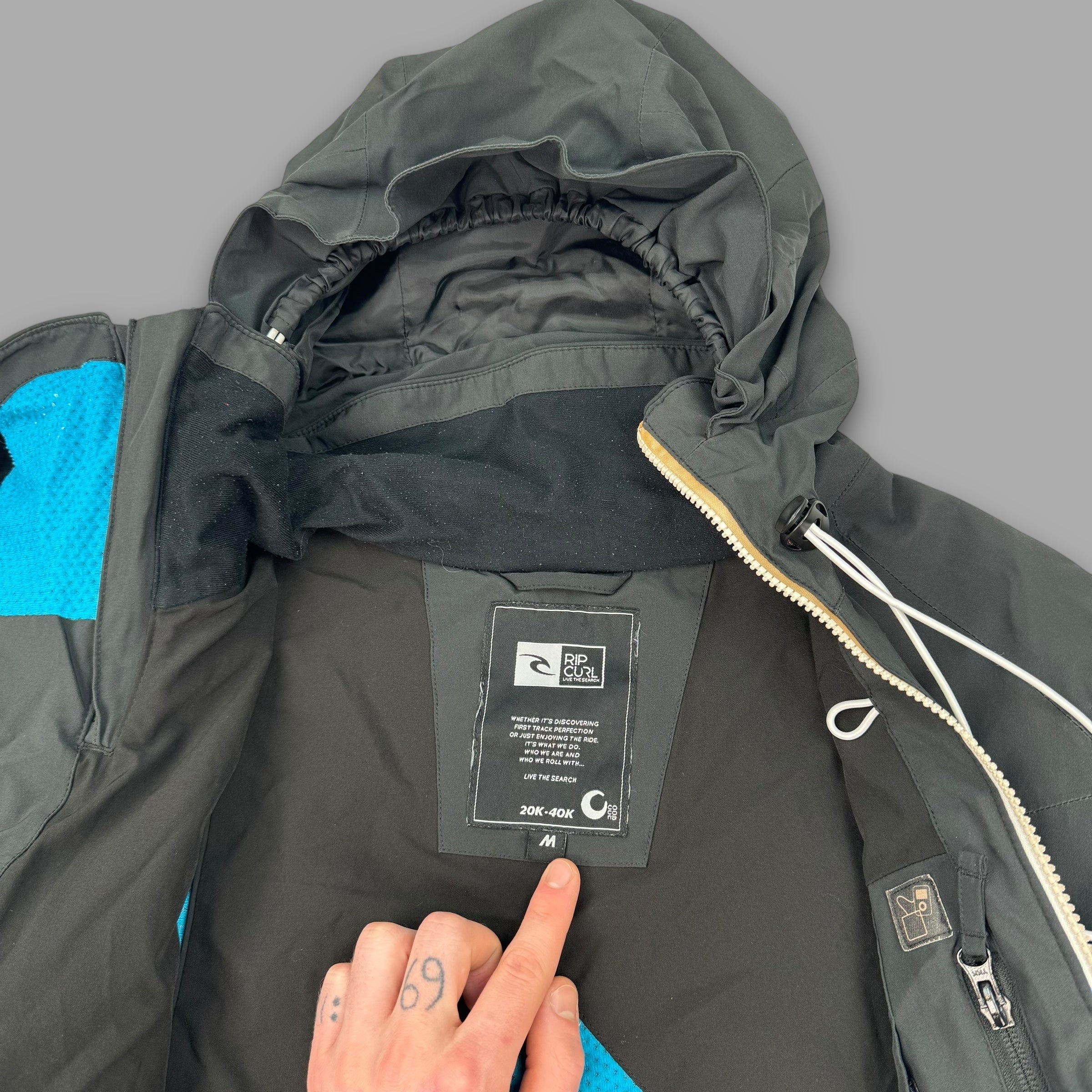 Ripcurl 2000's technical asymmetric dual zip softshell balaclava ski jacket (M-L)