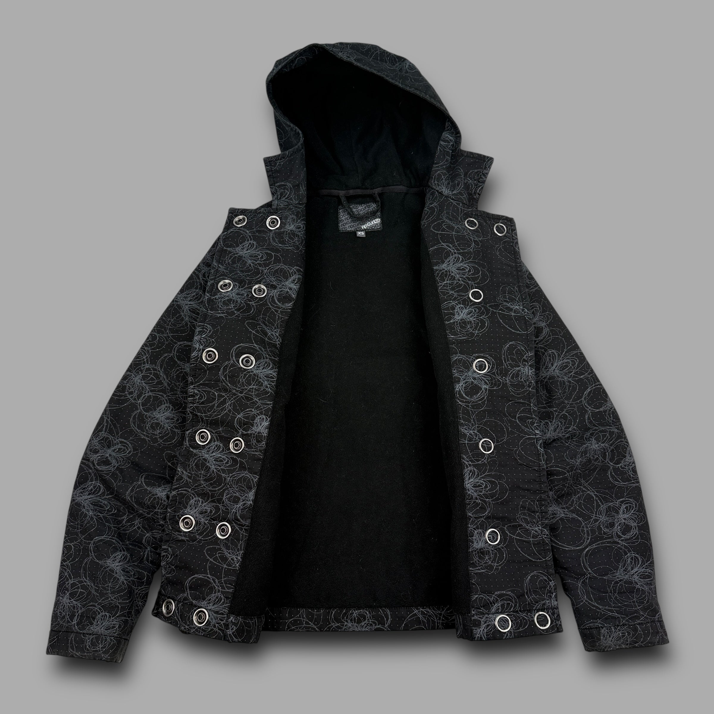 Ripcurl 2000's technical fleece lined, graphic pop button jacket (XS) wms