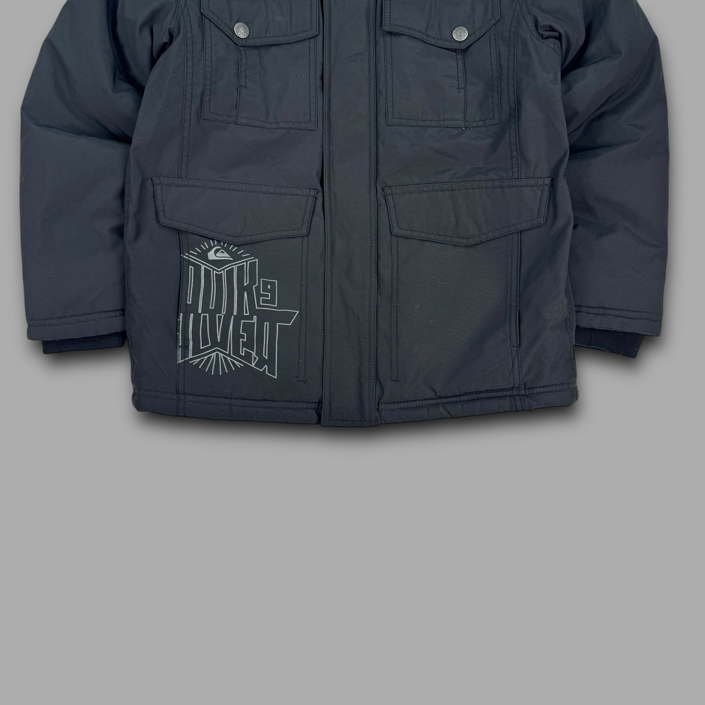 Quiksilver 2000's technical multi pocket fur hood shell jacket (L) wms