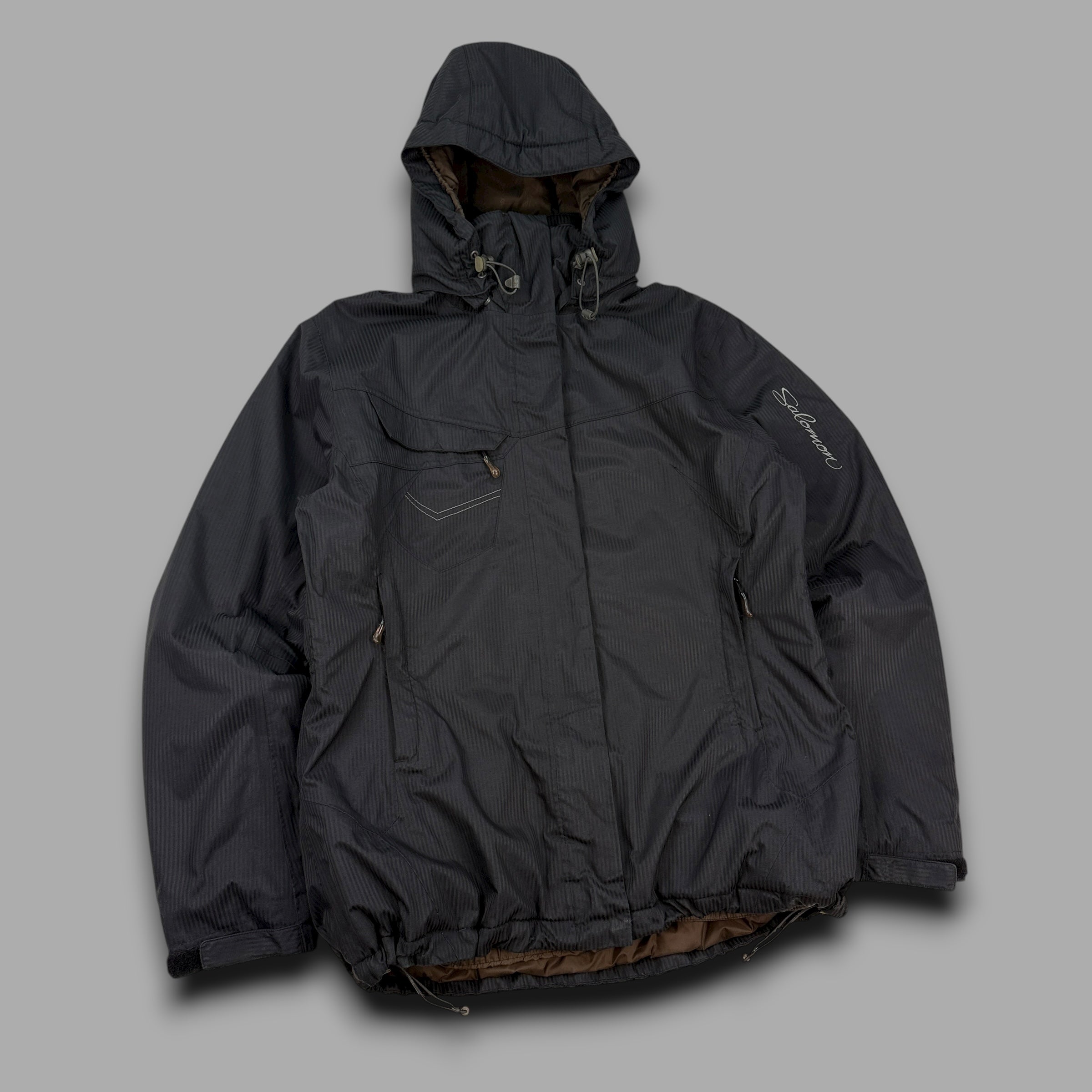 Salomon 2009 technical pinstripe multi-pocket vented ski jacket (XL) wms