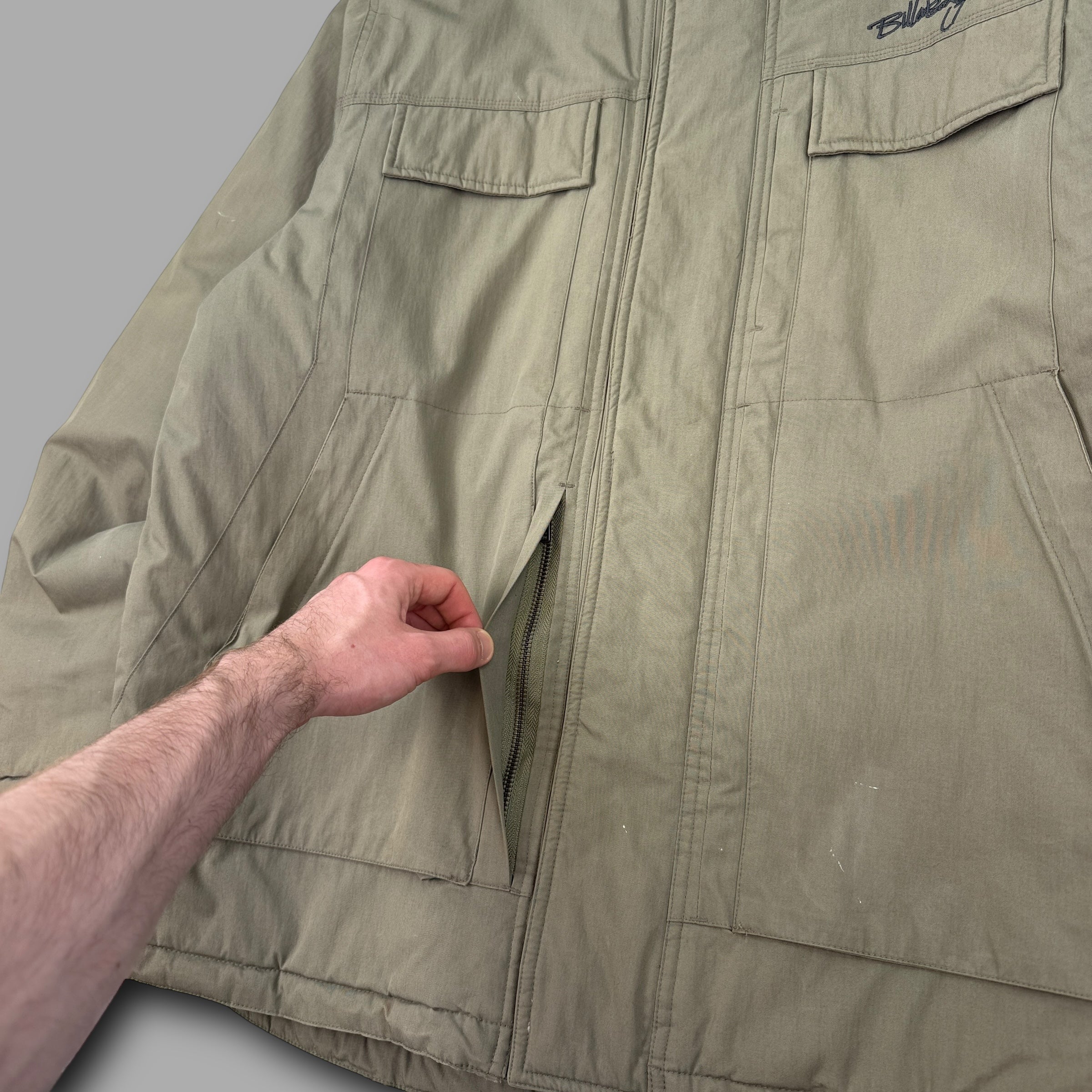 Billabong 2000's technical heavyweight multi-pocket fur hood parka jacket (L)