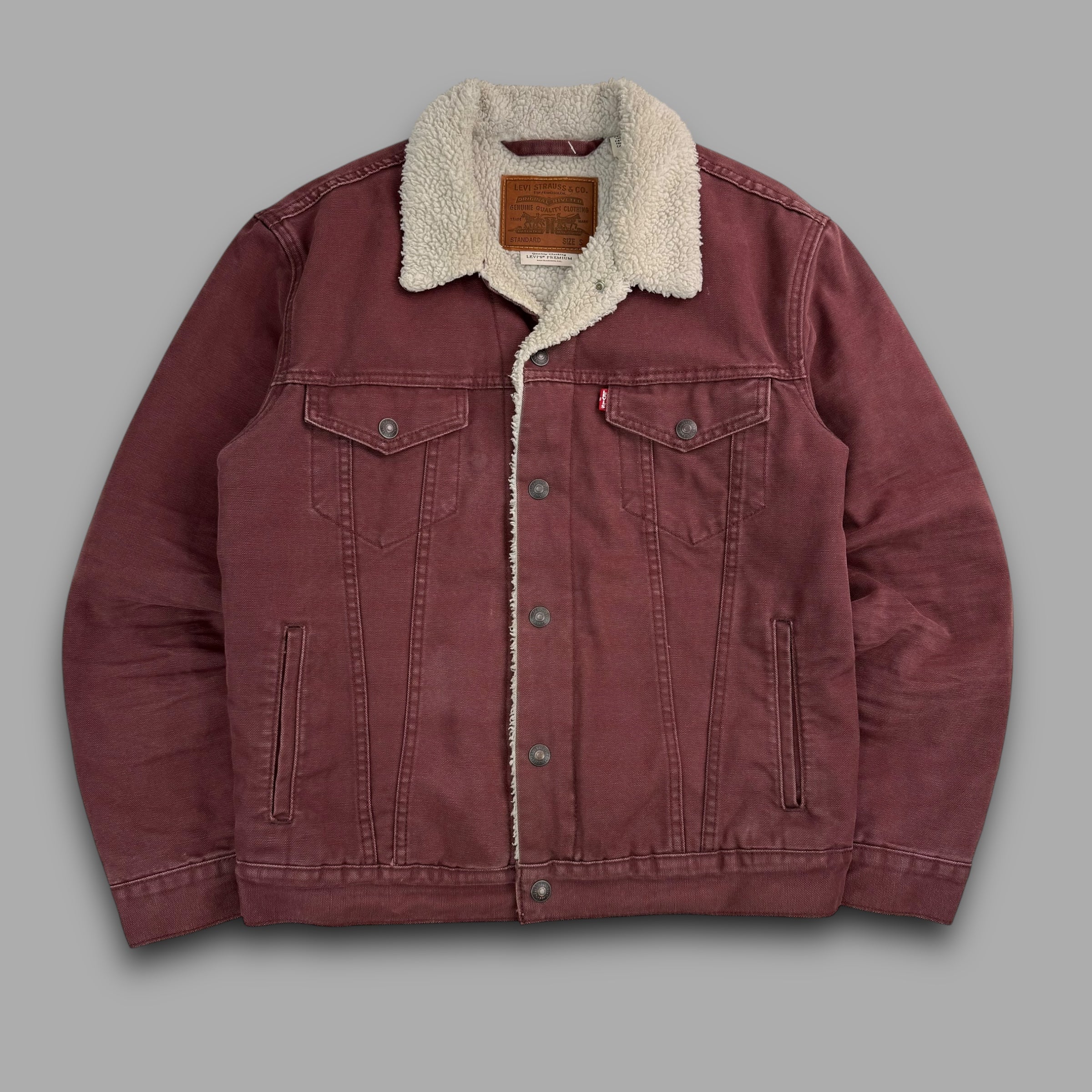 Levi's sherpa lined red denim jacket (S)