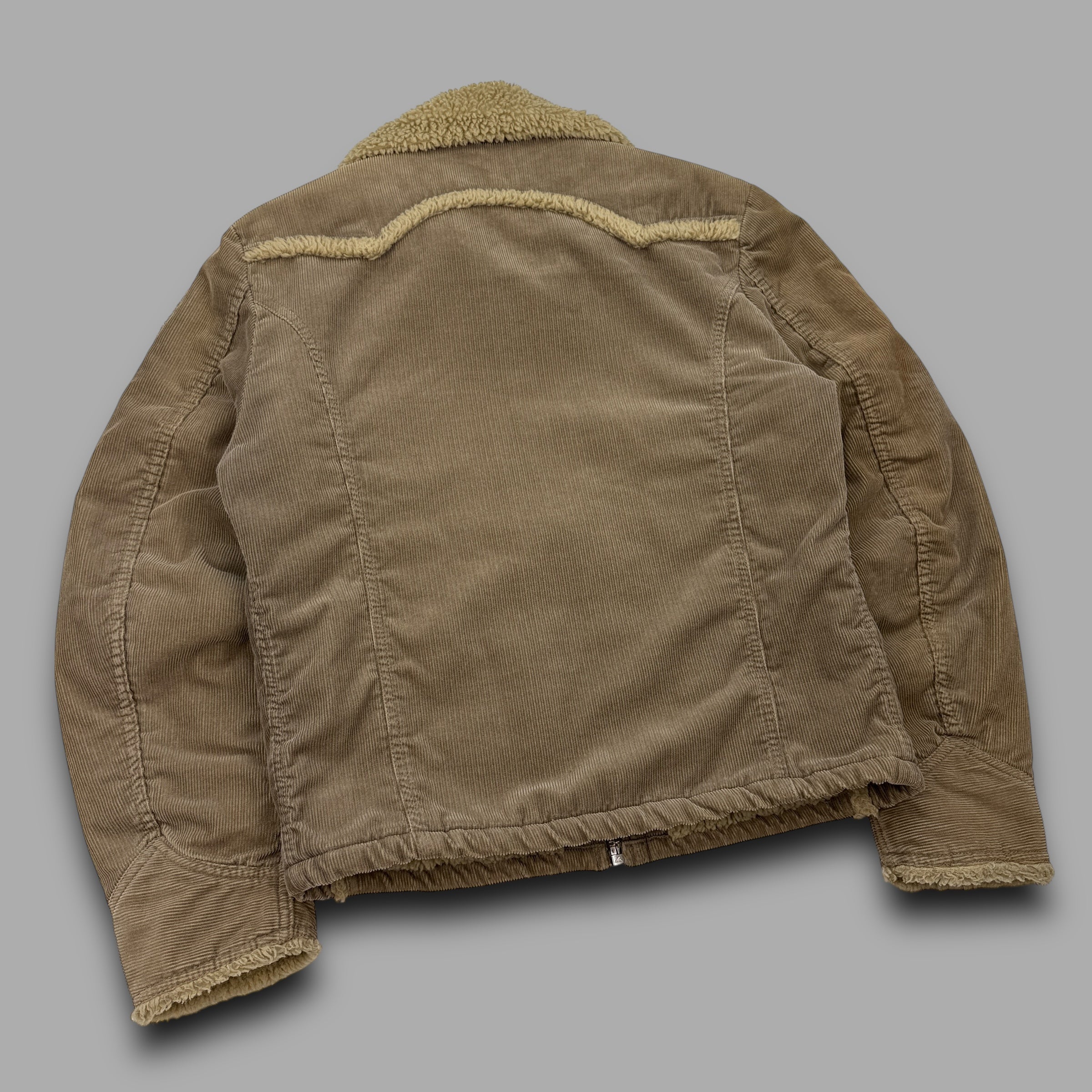Diesel 2000's sherpa lined full-zip corduroy bomber jacket (L)