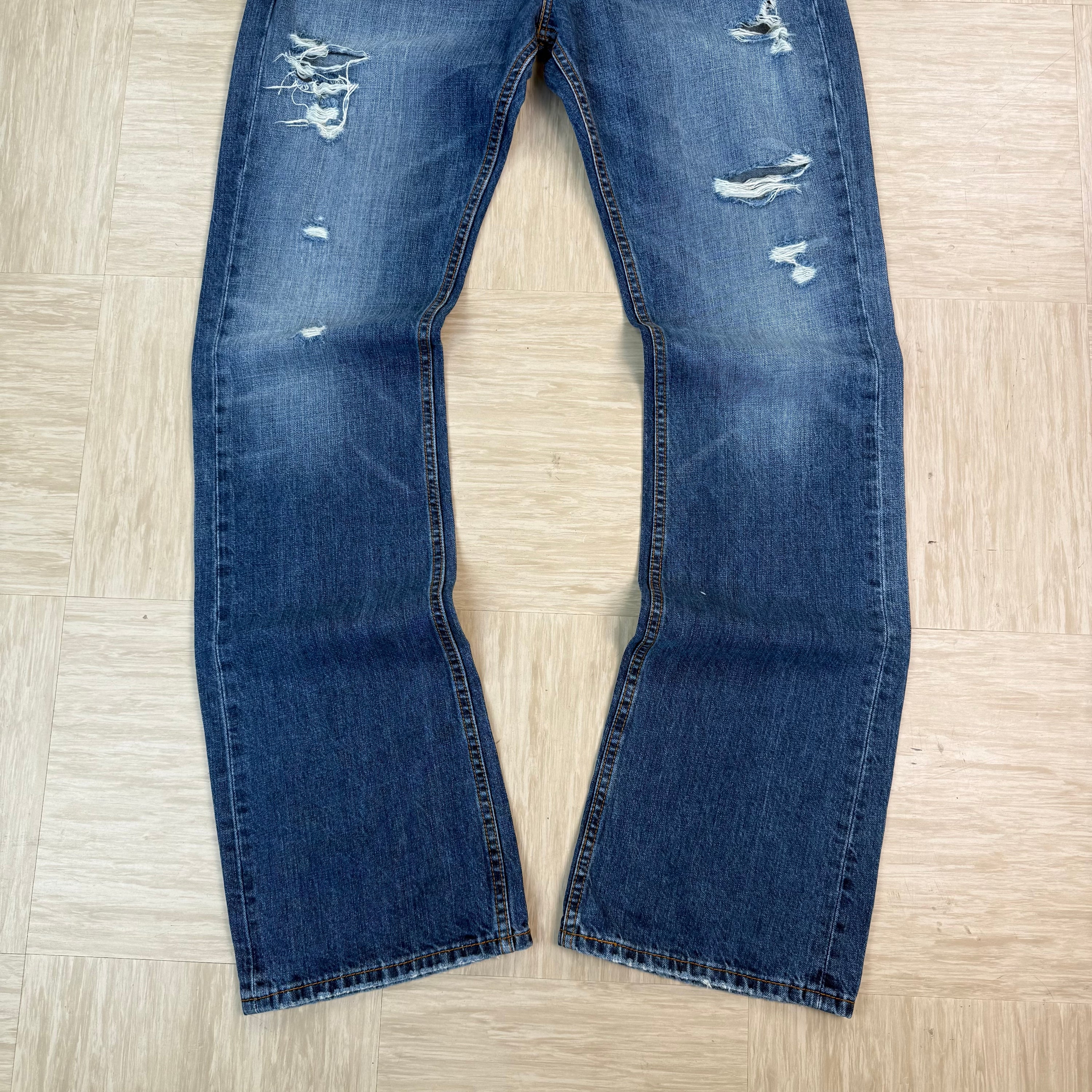 Levi's 527 2000's distressed long leg relaxed denim bootcut jeans (L-XL)