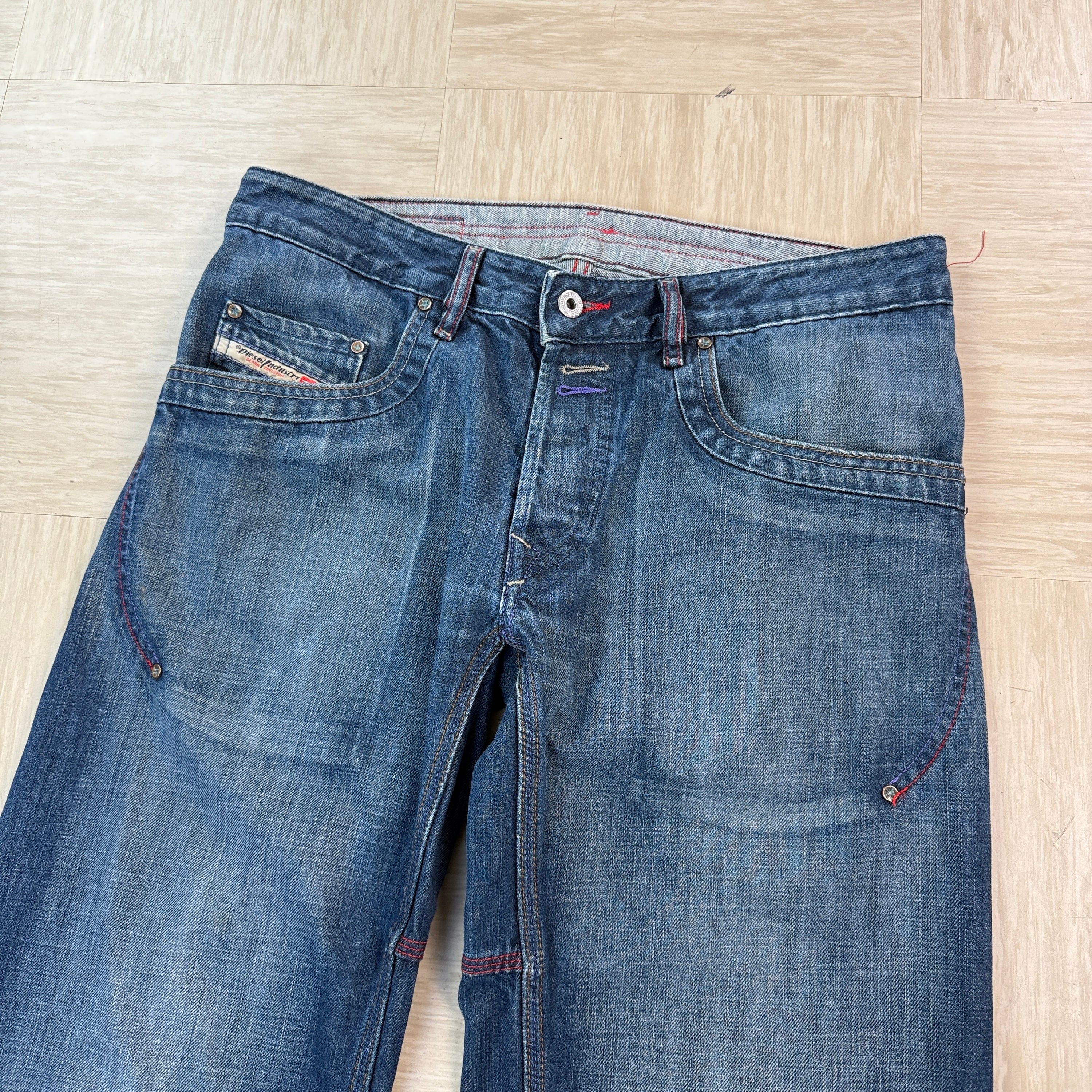 Diesel 2004 relaxed bootcut embroidered denim jeans (S)
