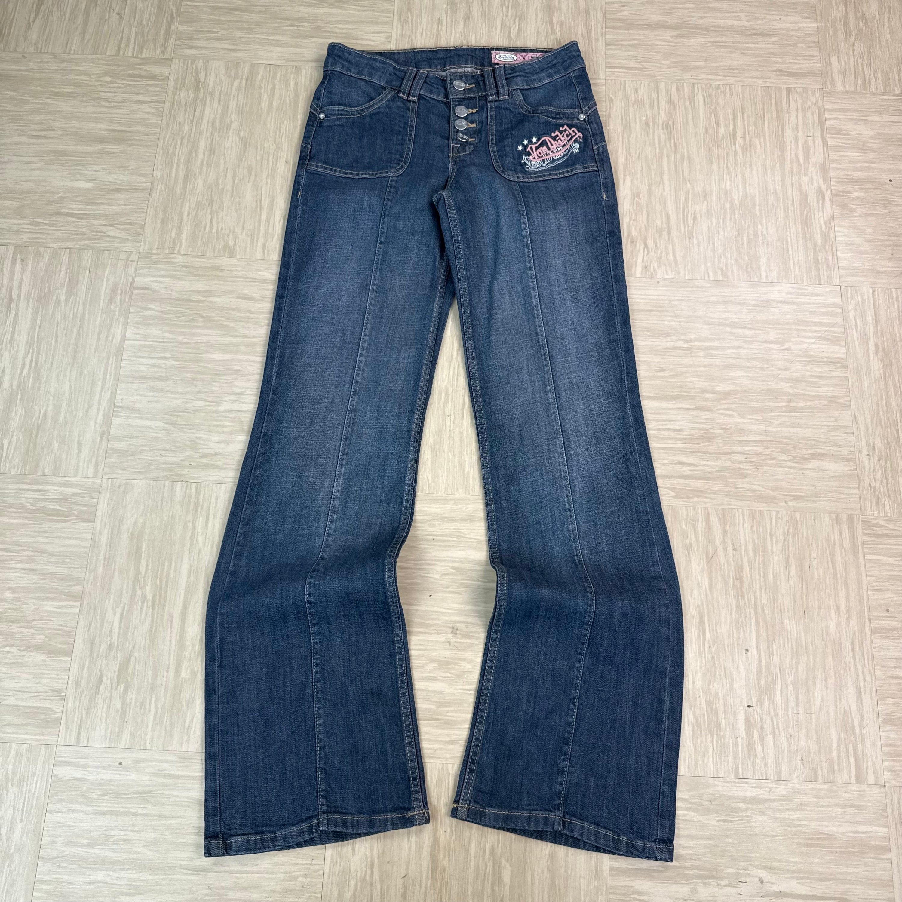 Von Dutch x Bershka graphic relaxed denim bootcut jeans (M) wms