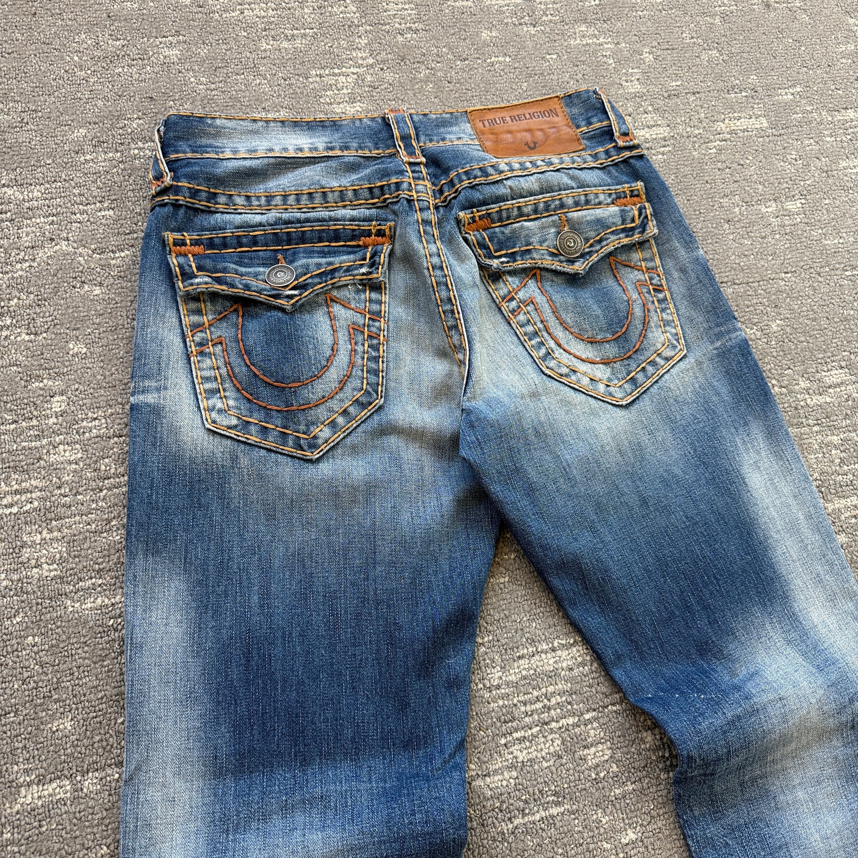 True religion 2000's Ricky relaxed straight contrast stitch denim jeans (S)