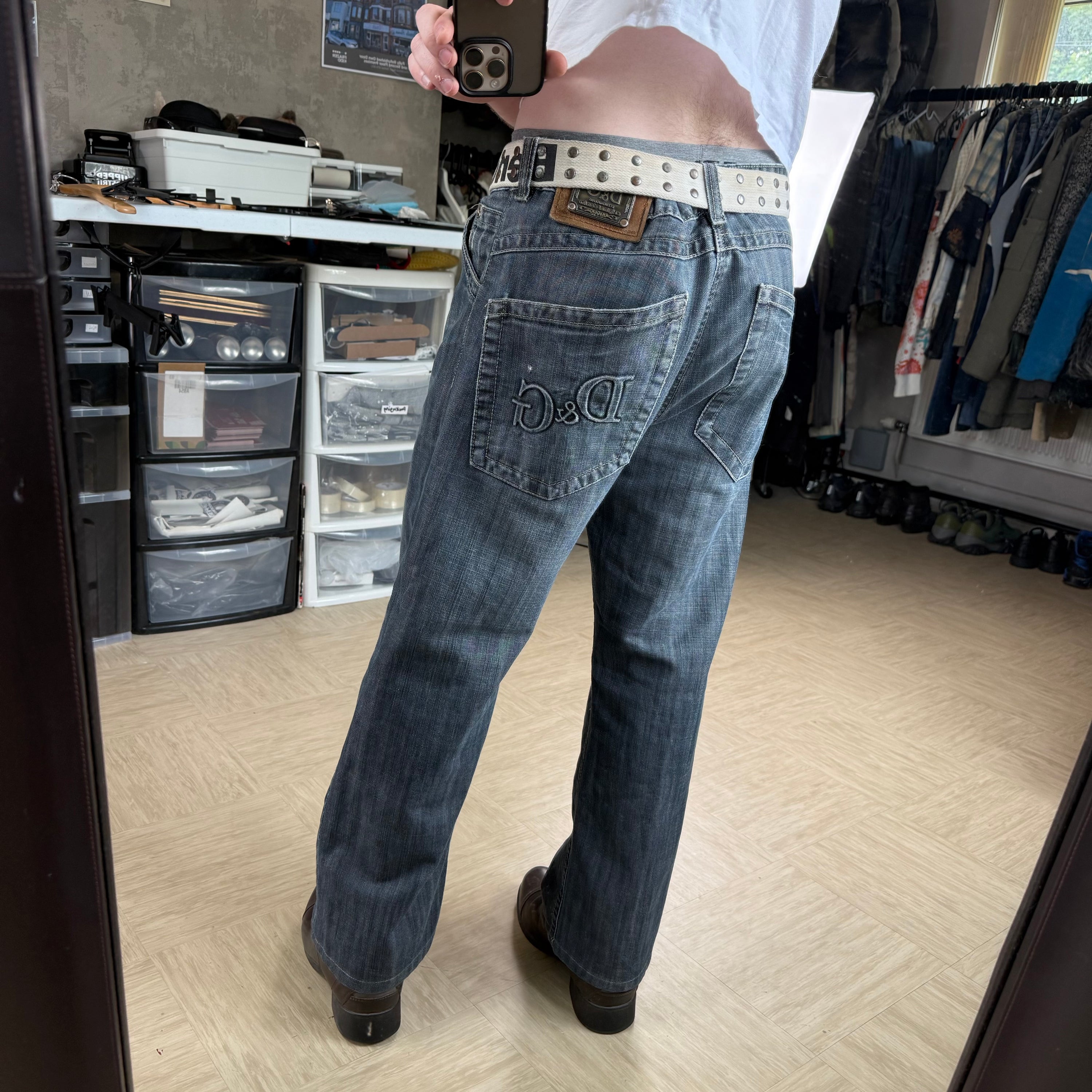 Dolce and gabbana 2000's grey denim bootcut jeans (S)