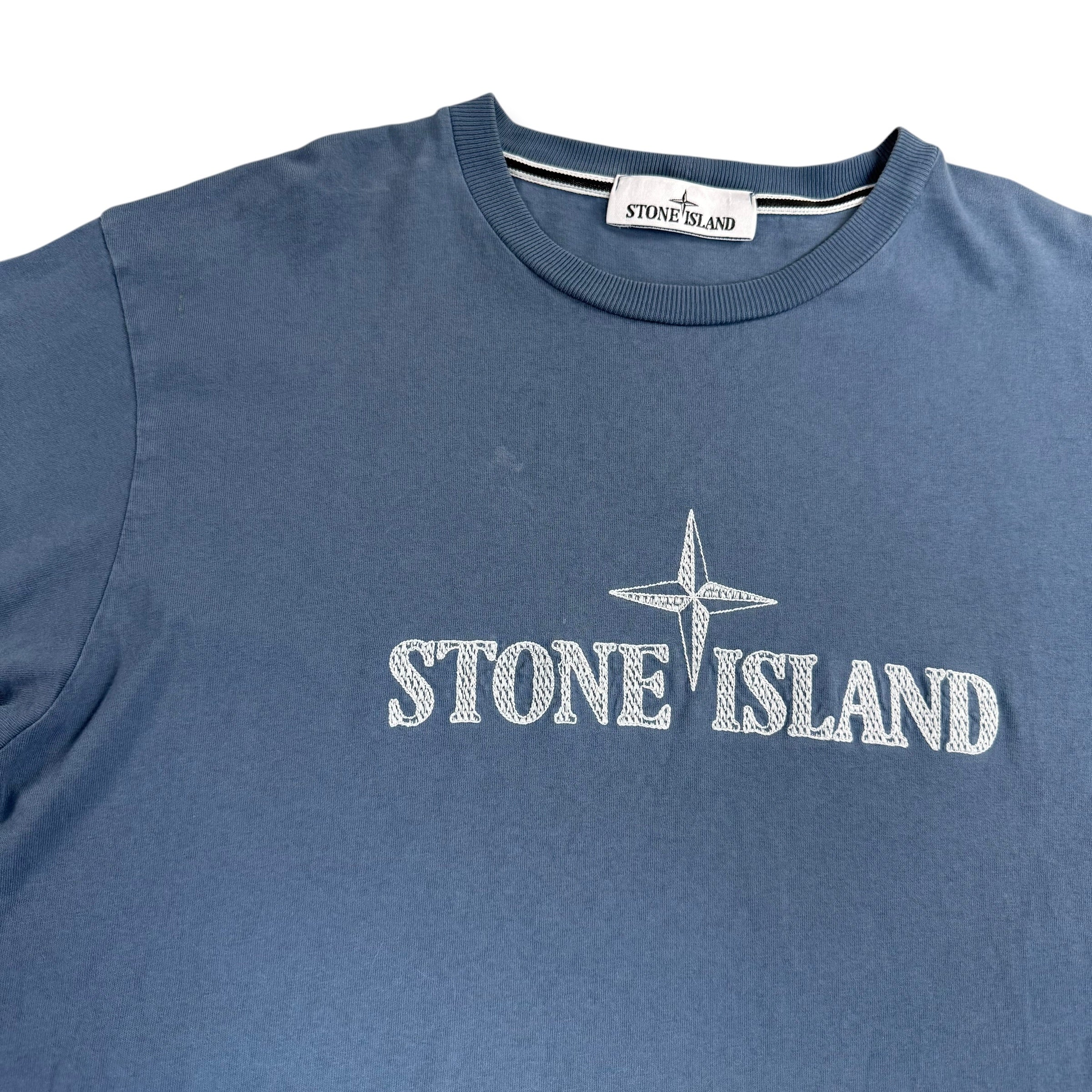 Stone island graphic embroidered spellout tee (S)