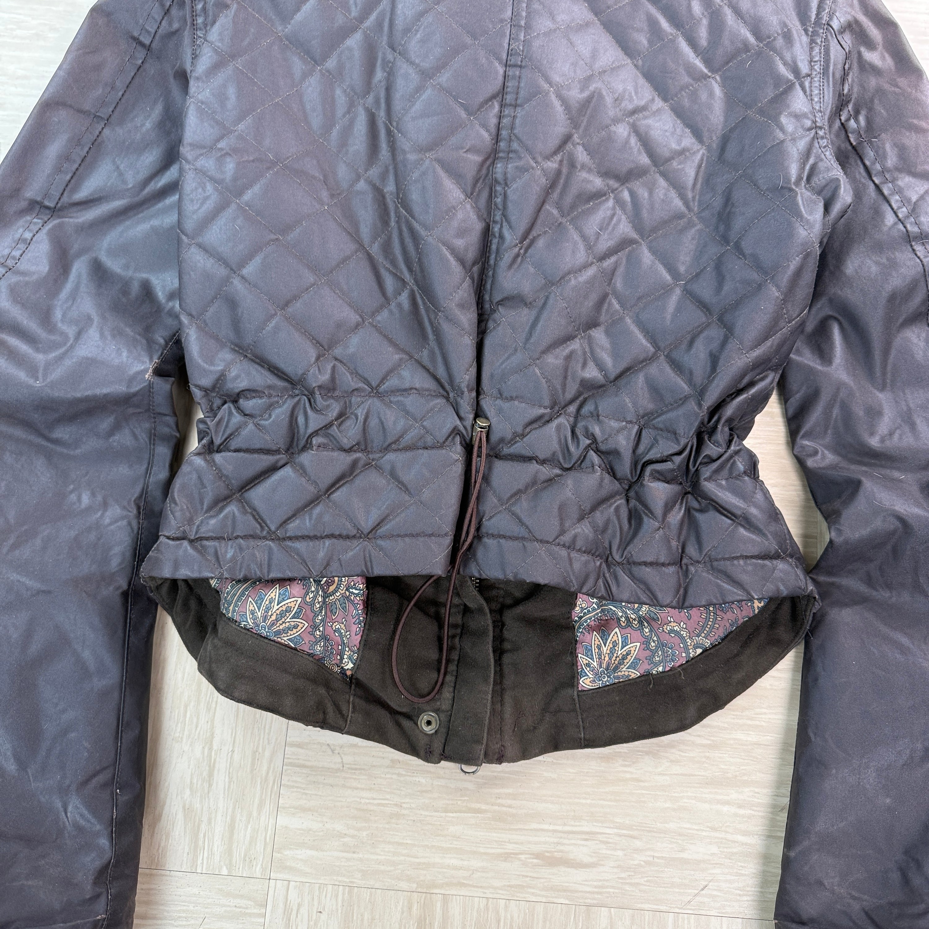 Belstaff 2000's fur collar leather wax jacket (M) wms