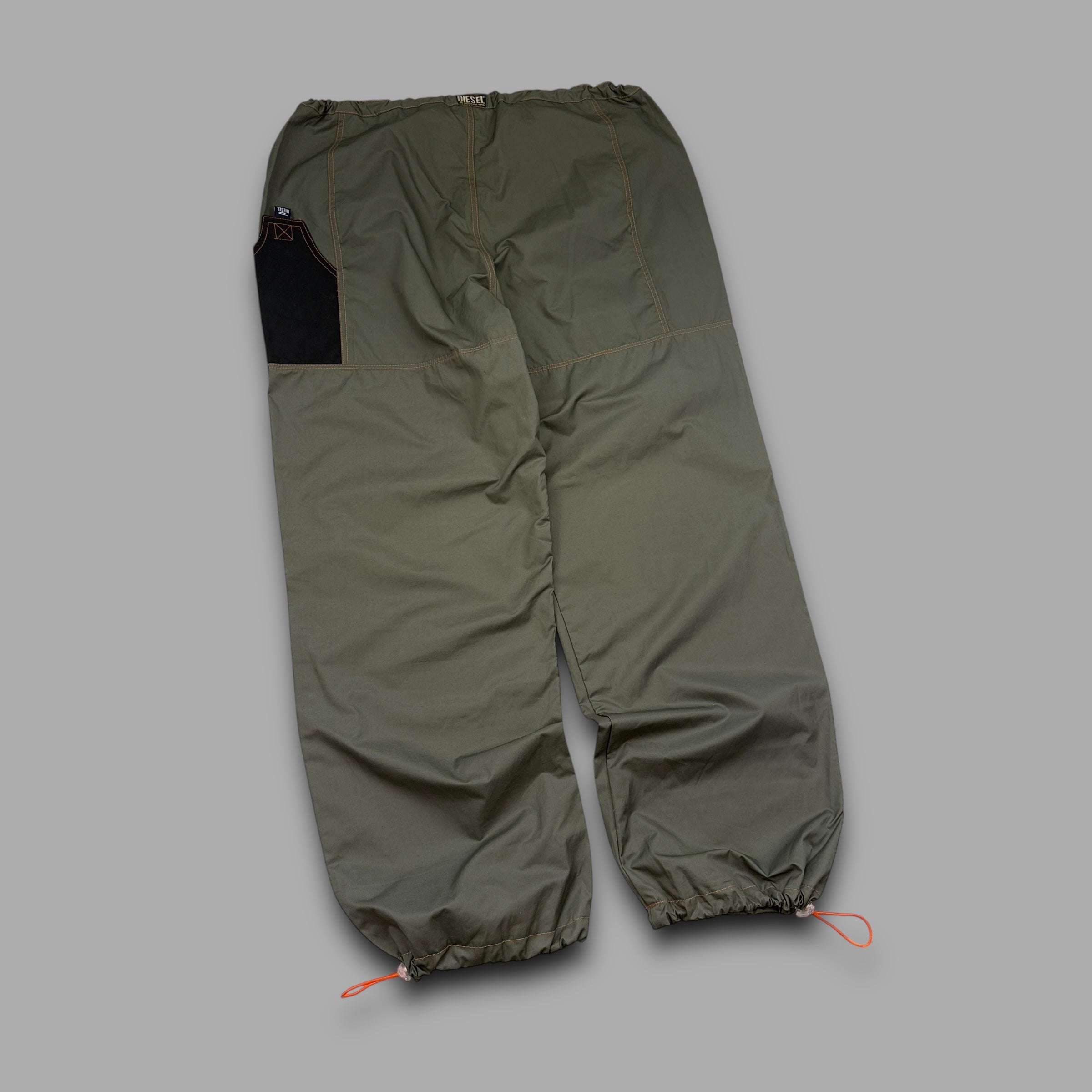 Diesel 2000's technical contrast stitch baggy nylon parachute pants (M)