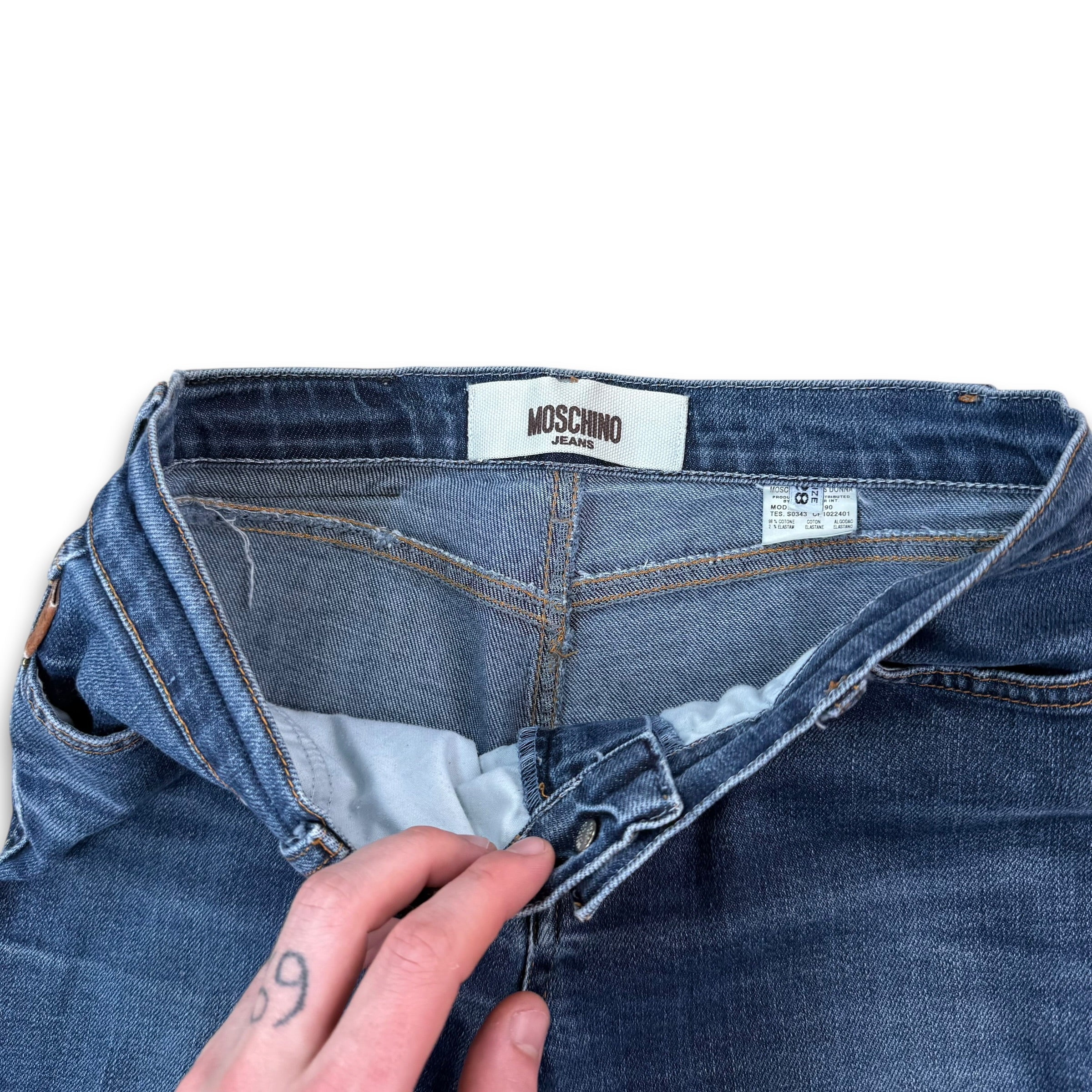 Moschino 2000's low waisted fitted denim bootcut jeans (S)