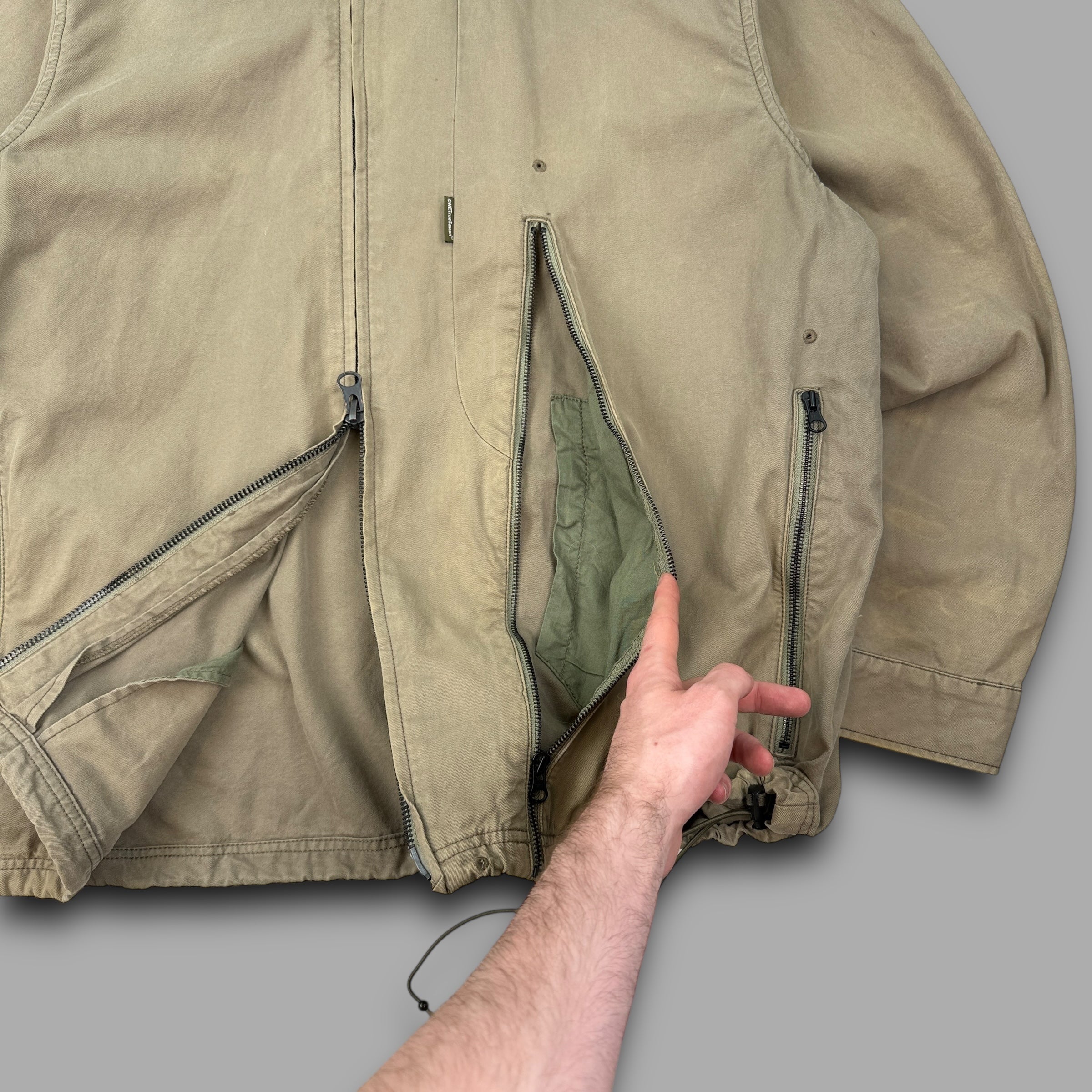 One true Saxon 2000's technical asymmetrical zip multi-pocket jacket (XL)