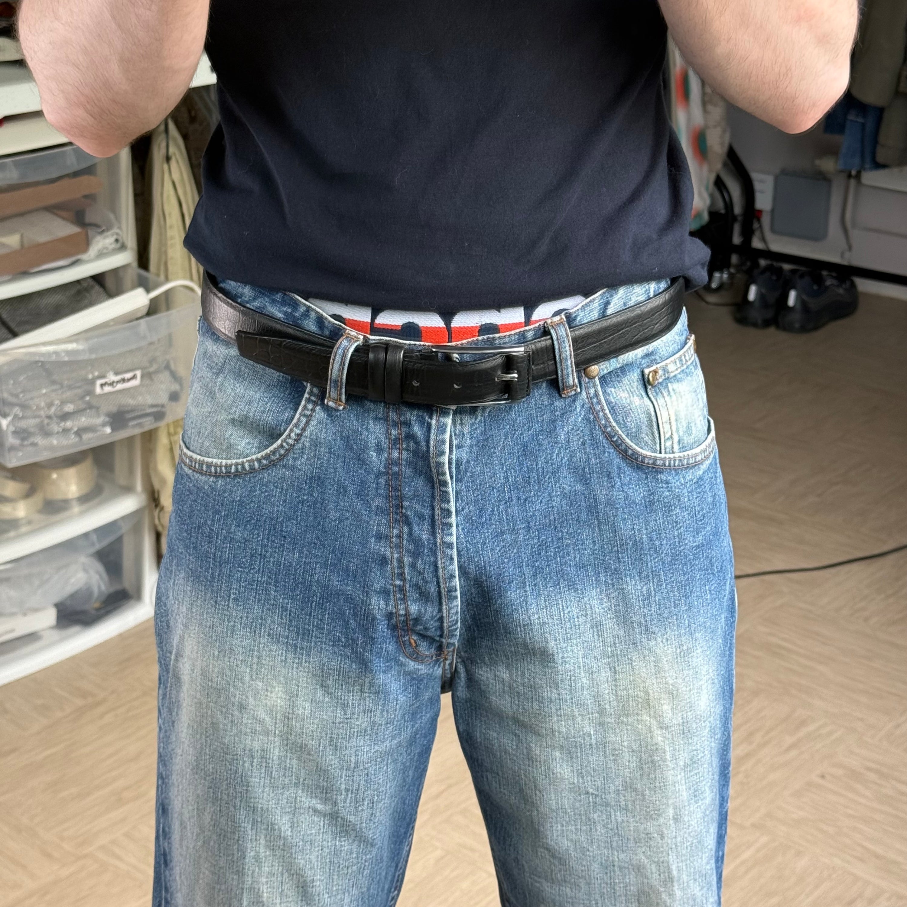 Reiss 2000's black leather belt (OS)