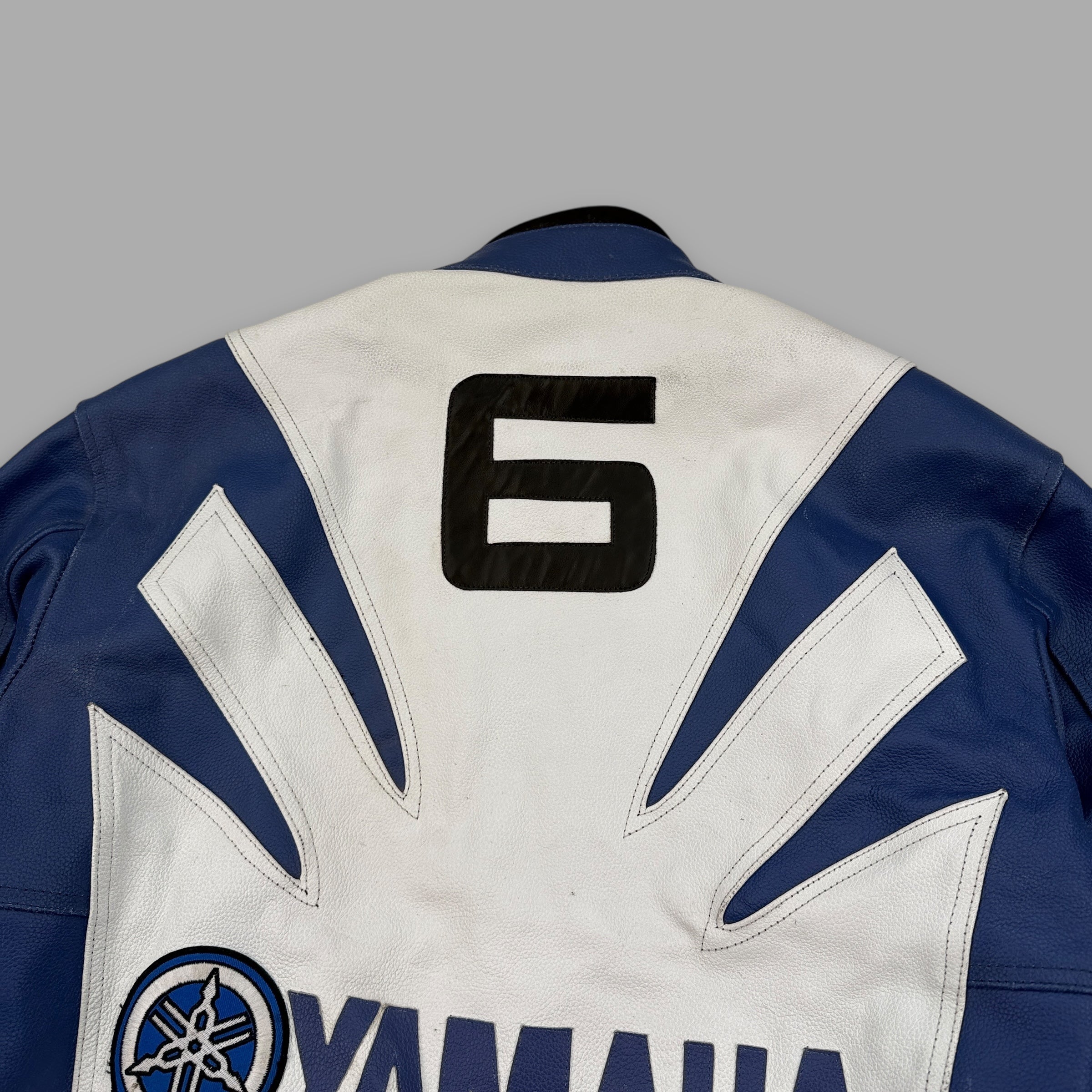 Yamaha 2000's leather padded full-zip biker racing jacket (M-L)