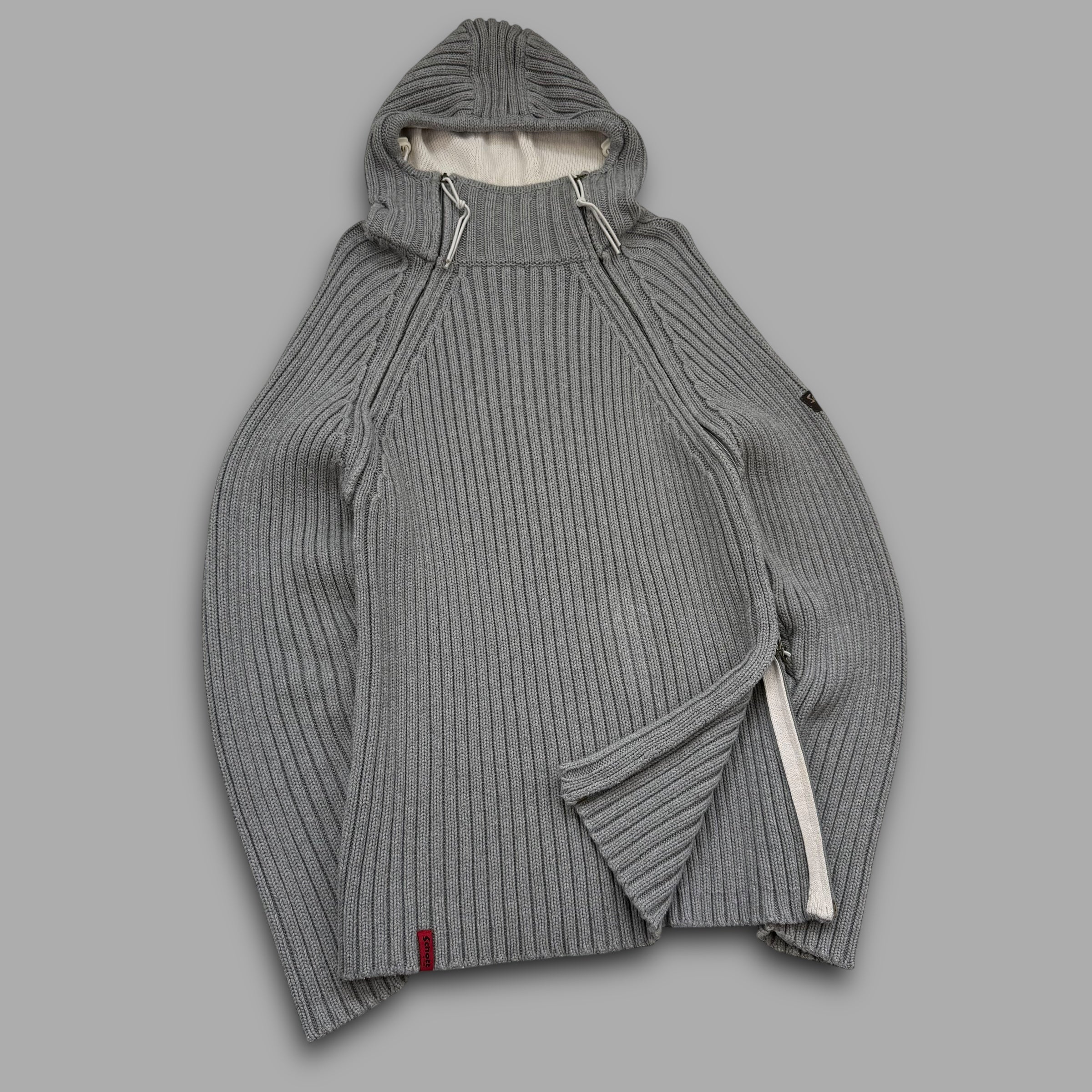 Schott NYC 2000's balaclava knit asymmetrical zip pullover jacket (L)