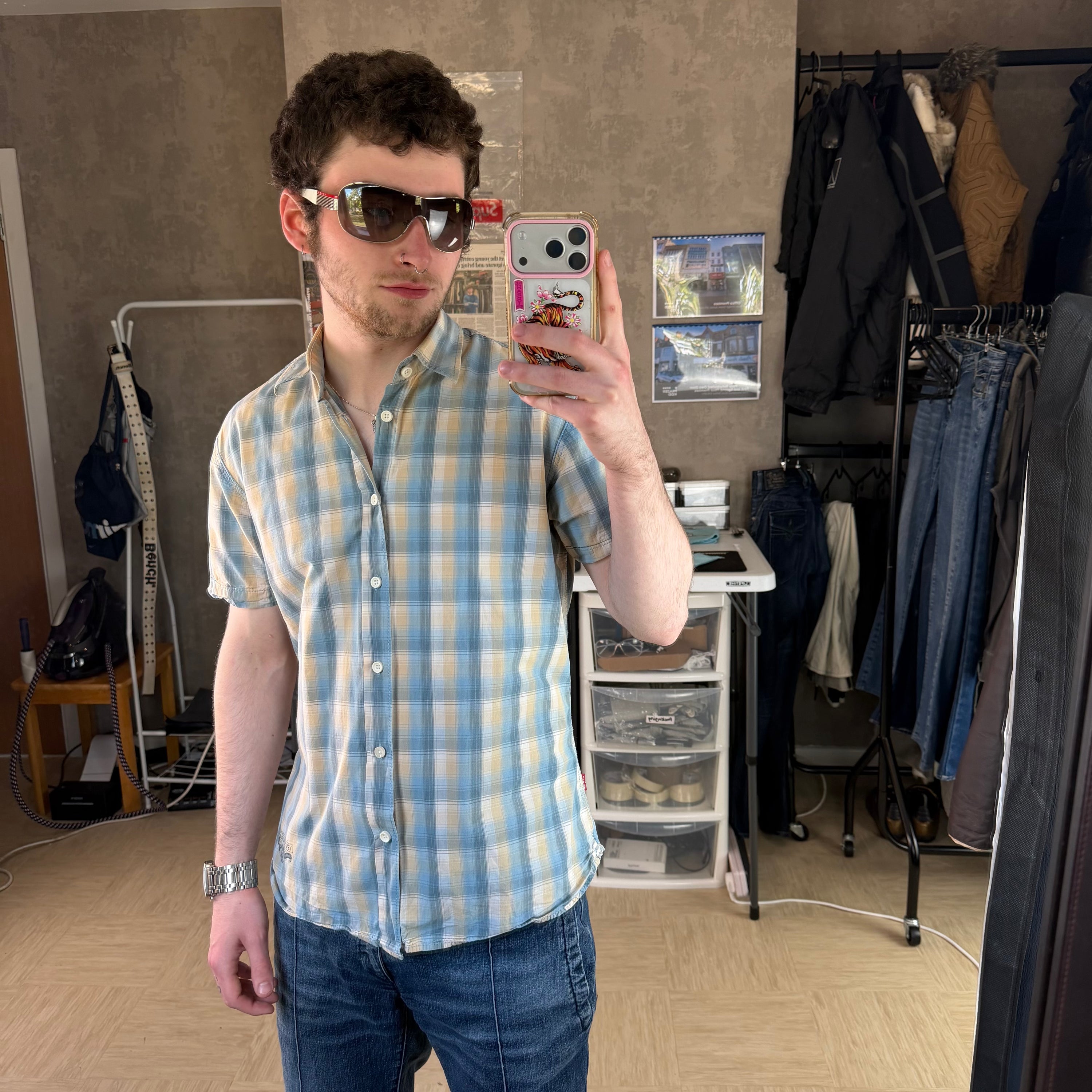 Levi's 2008 plaid button up fitted shirt (S)