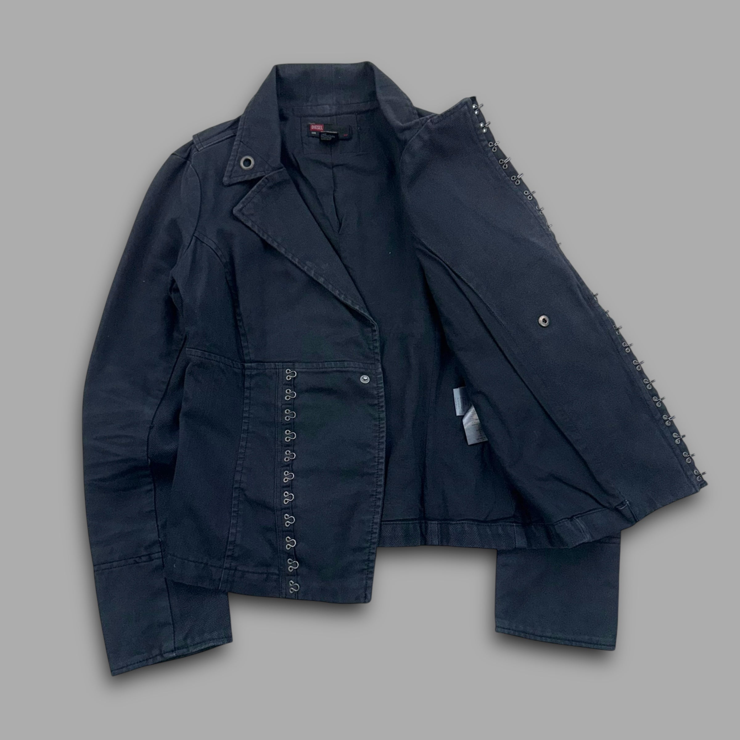 Diesel 2000's technical asymmetrical metal closure nylon jacket (S) wms
