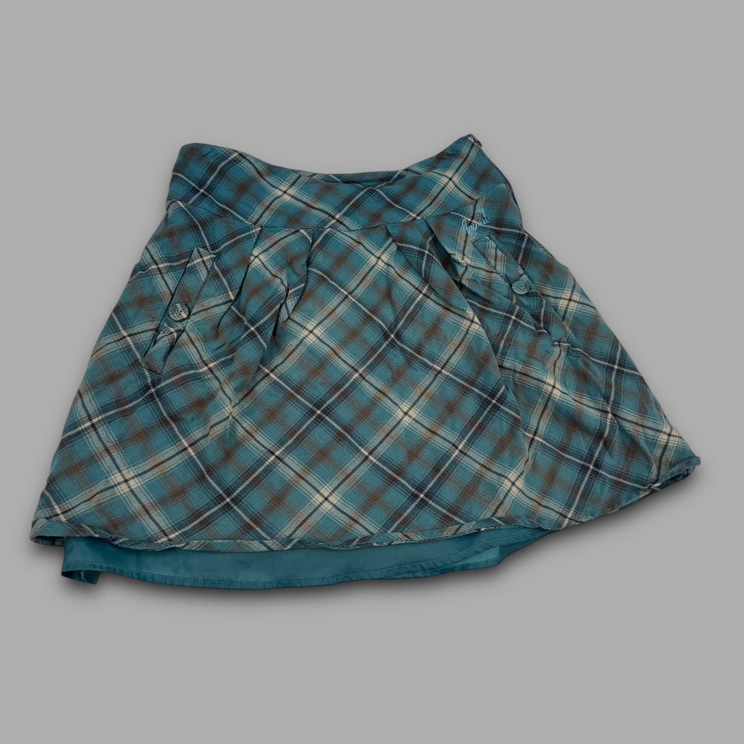 Animal 2000's plaid a-line pleated skirt with pockets (M) wms