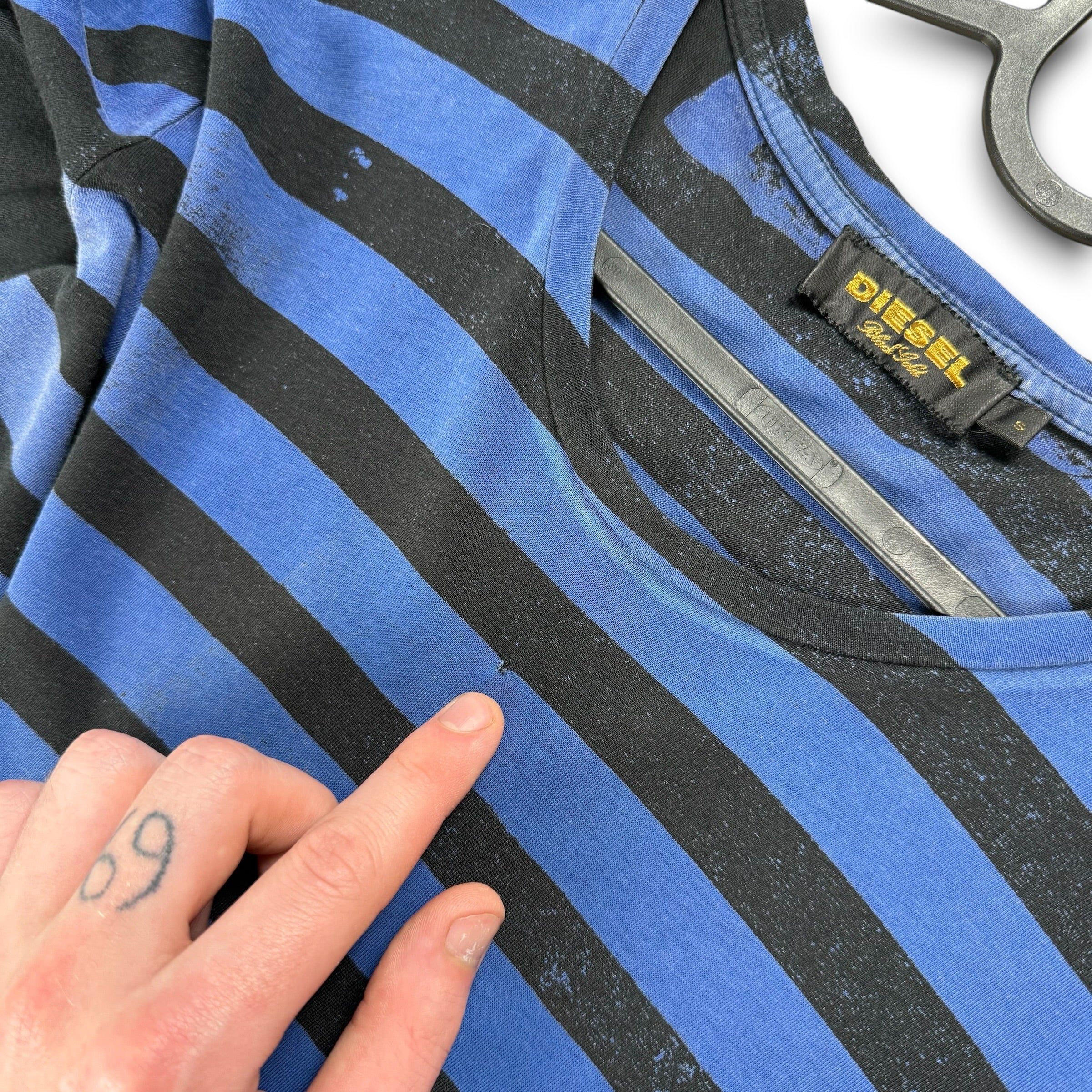 Diesel black label 2000's horizontal stripe fitted long sleeve (S)