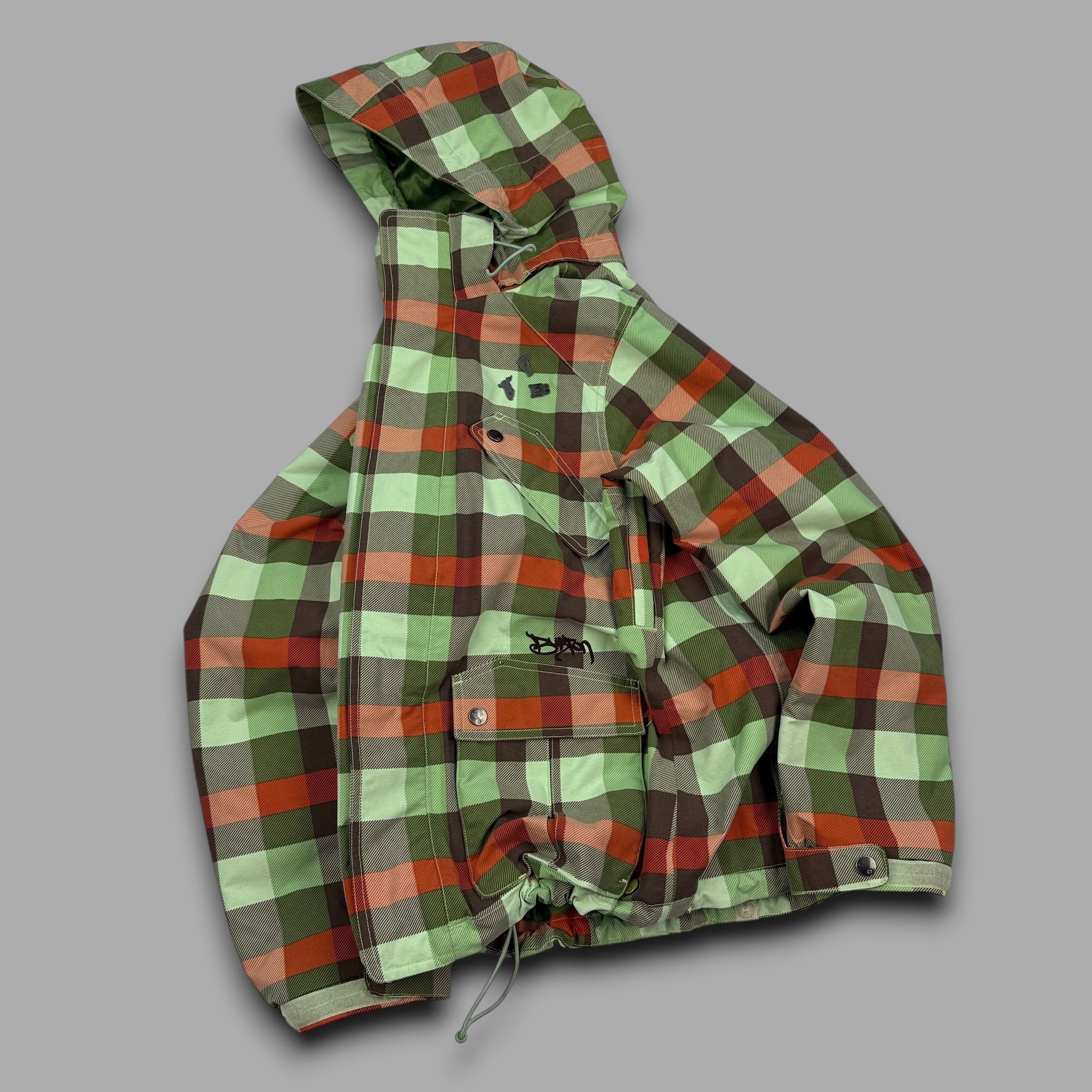 Burton 2000's technical plaid multi-pocket softshell ski jacket (M)