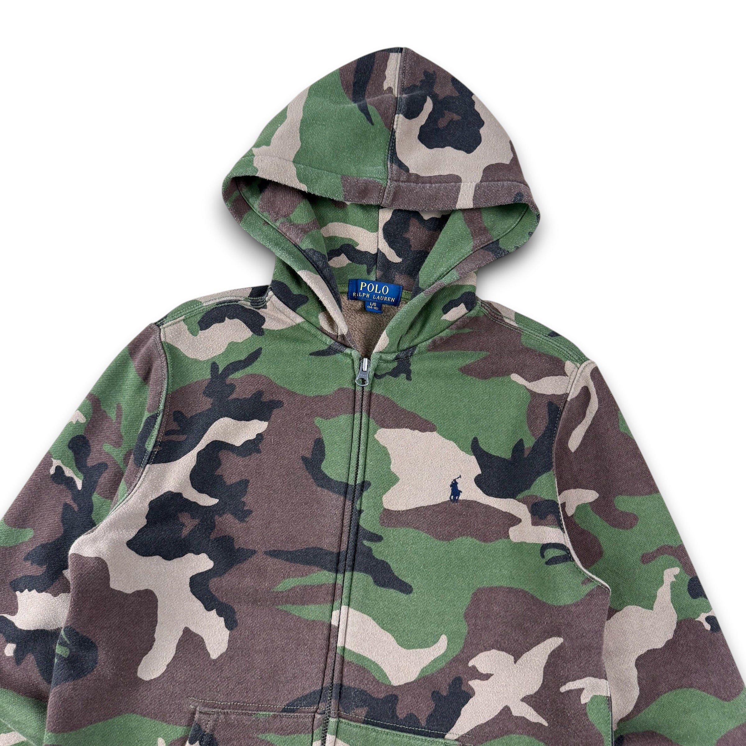 Ralph Lauren 2000's fitted zip up camo hoodie (XS)
