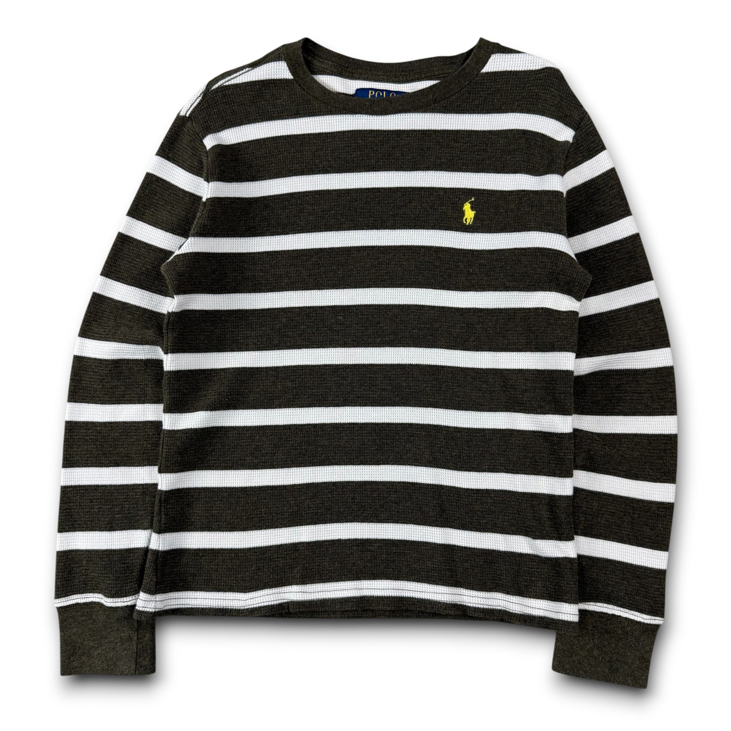 Ralph Lauren 2000's fitted horizontal stripe waffle knit long sleeve (XS)