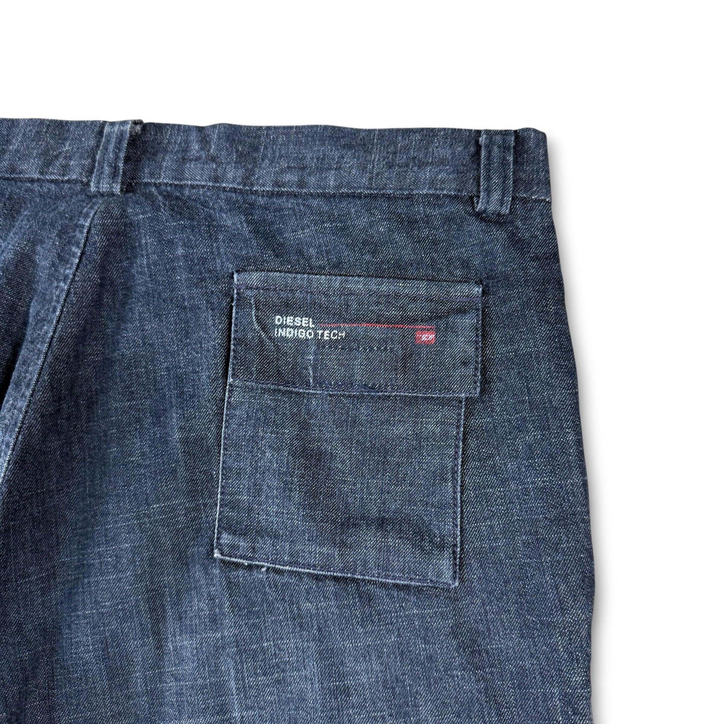 Diesel indigo tech 2000's relaxed baggy wide leg denim jeans (S-M)