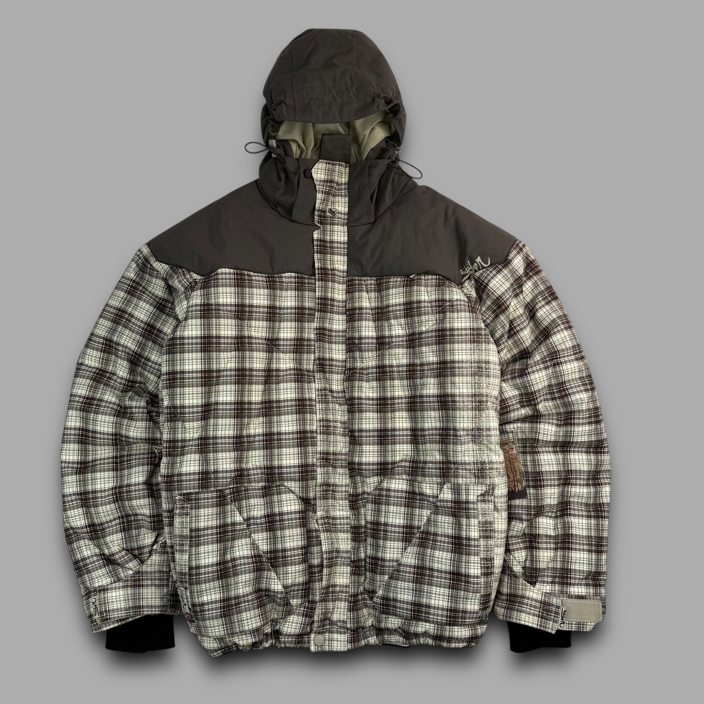 Quiksilver 2000's endurance series technical plaid ski puffer jacket (S-L)