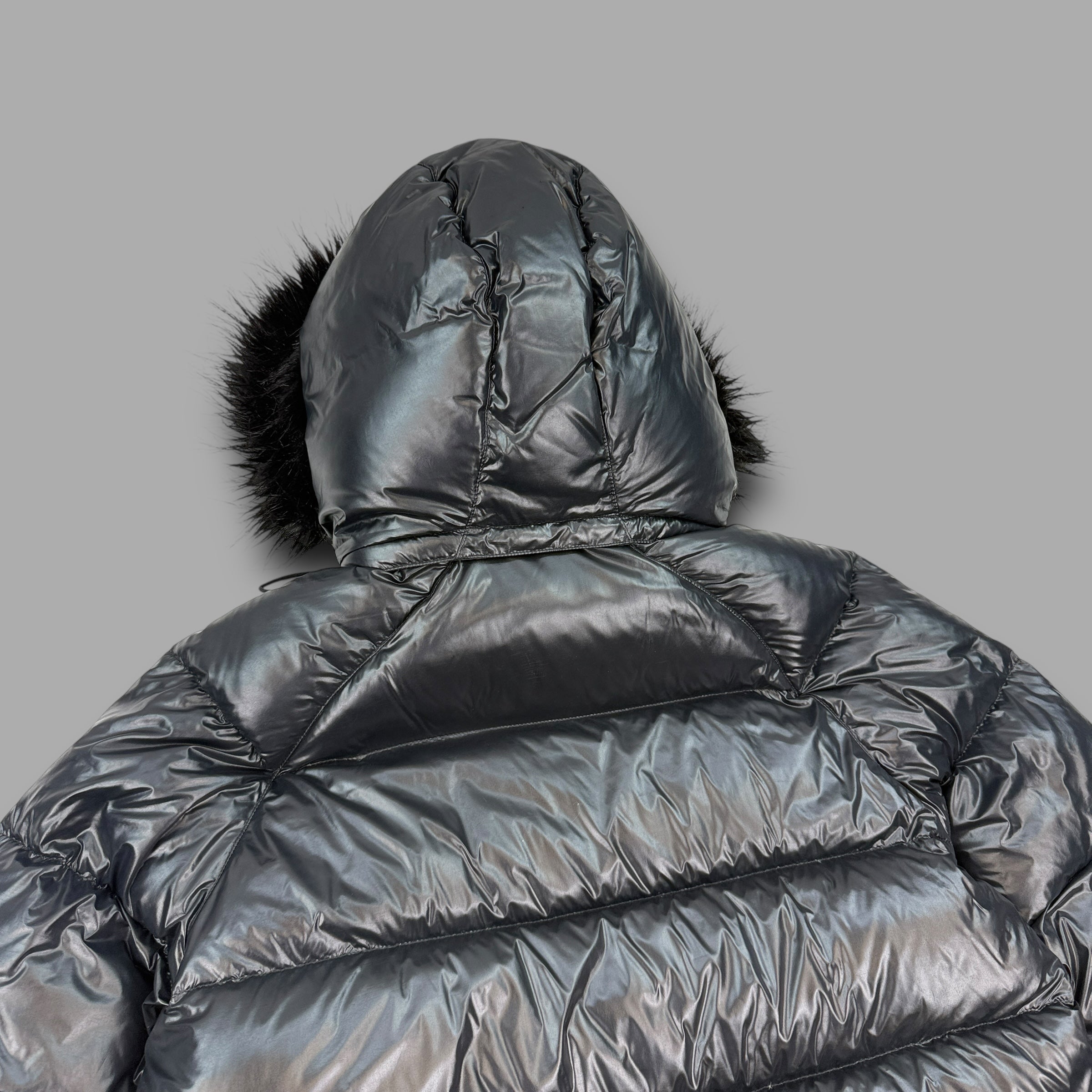 Nike 2000's technical fur hood downfilled shimmer parka jacket (M) wms